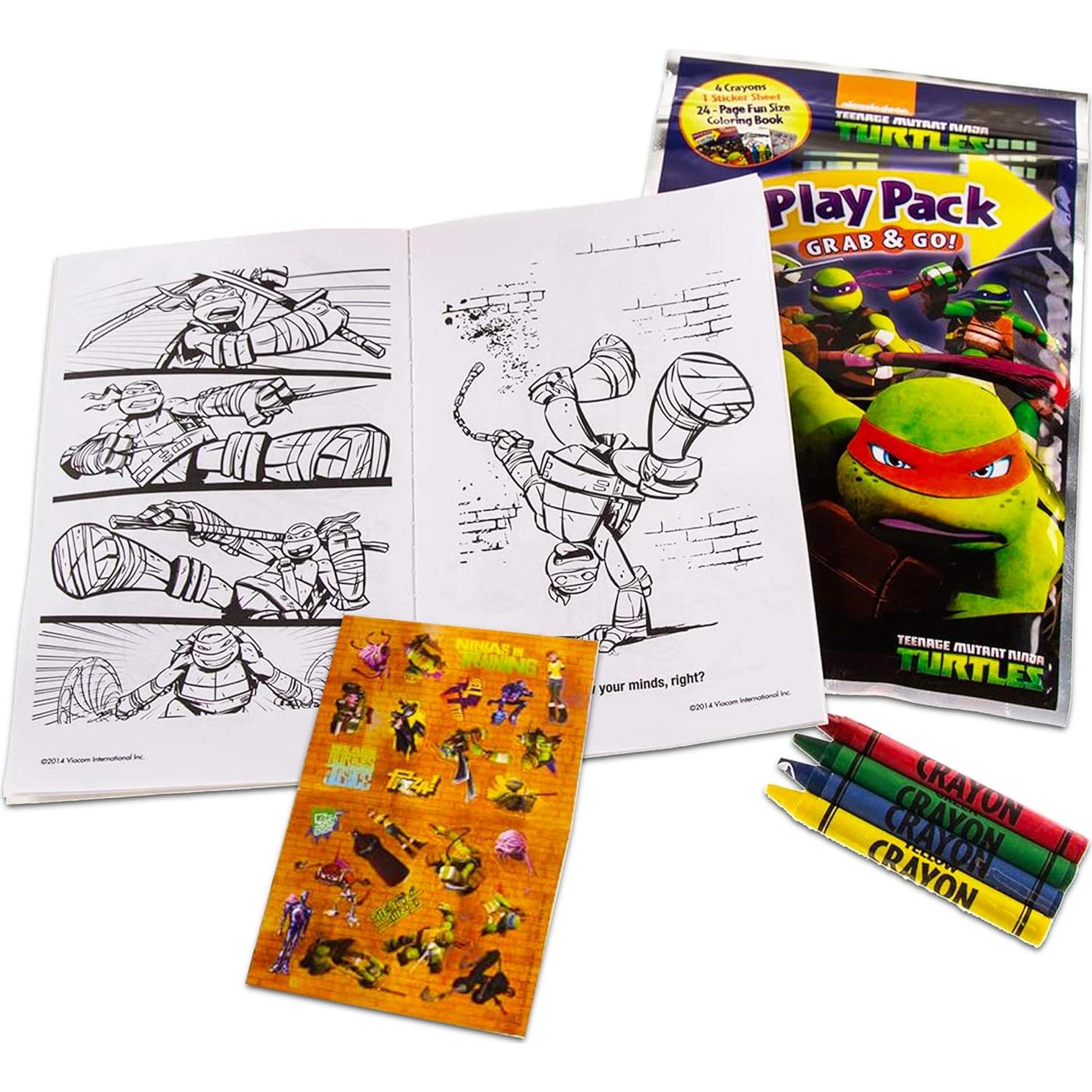 Juego de 15 Paquetes Fiesta Tortugas Ninja - Libros y Crayones