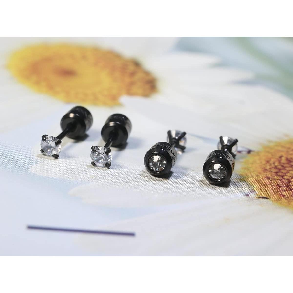 Pendientes de Titanio Hipoalergénico JLongo 3mm Negro