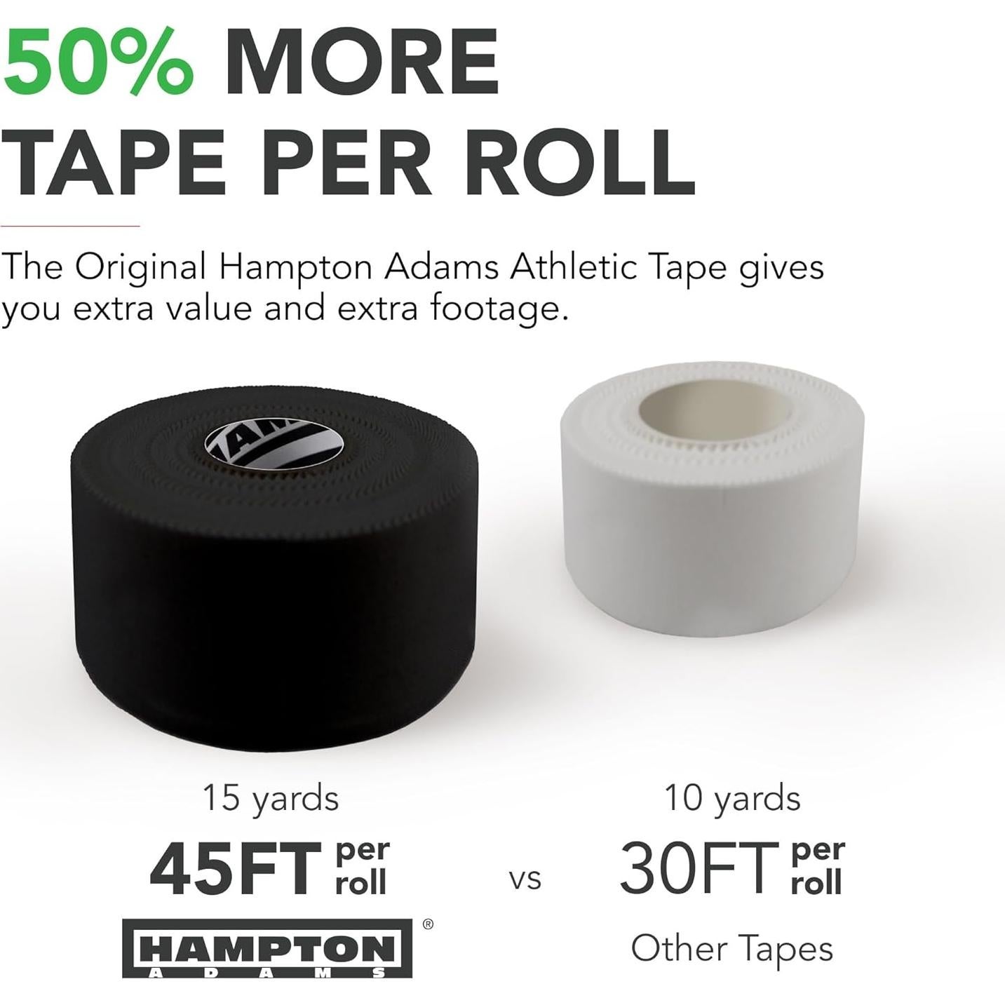 Cinta Deportiva Atlética Hampton Adams 3 Rollos 13.72m Negra