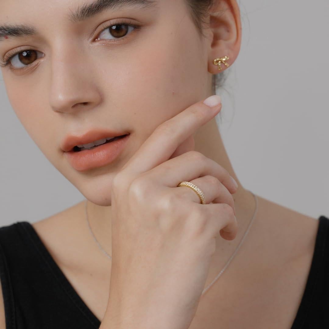 Anillo MINDDHA Baño de Oro 14K con Zirconia Cubica 2mm