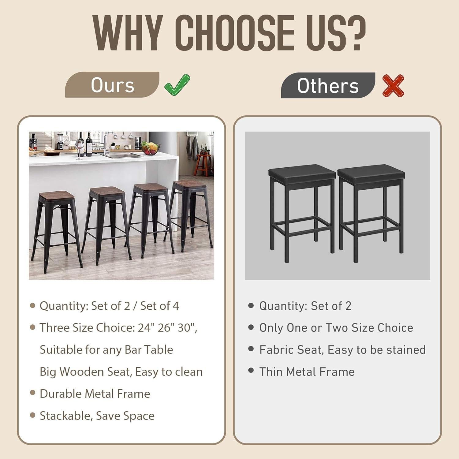 Sillas de Bar Apilables Alunaune 2 Piezas 61 cm Metal Negro