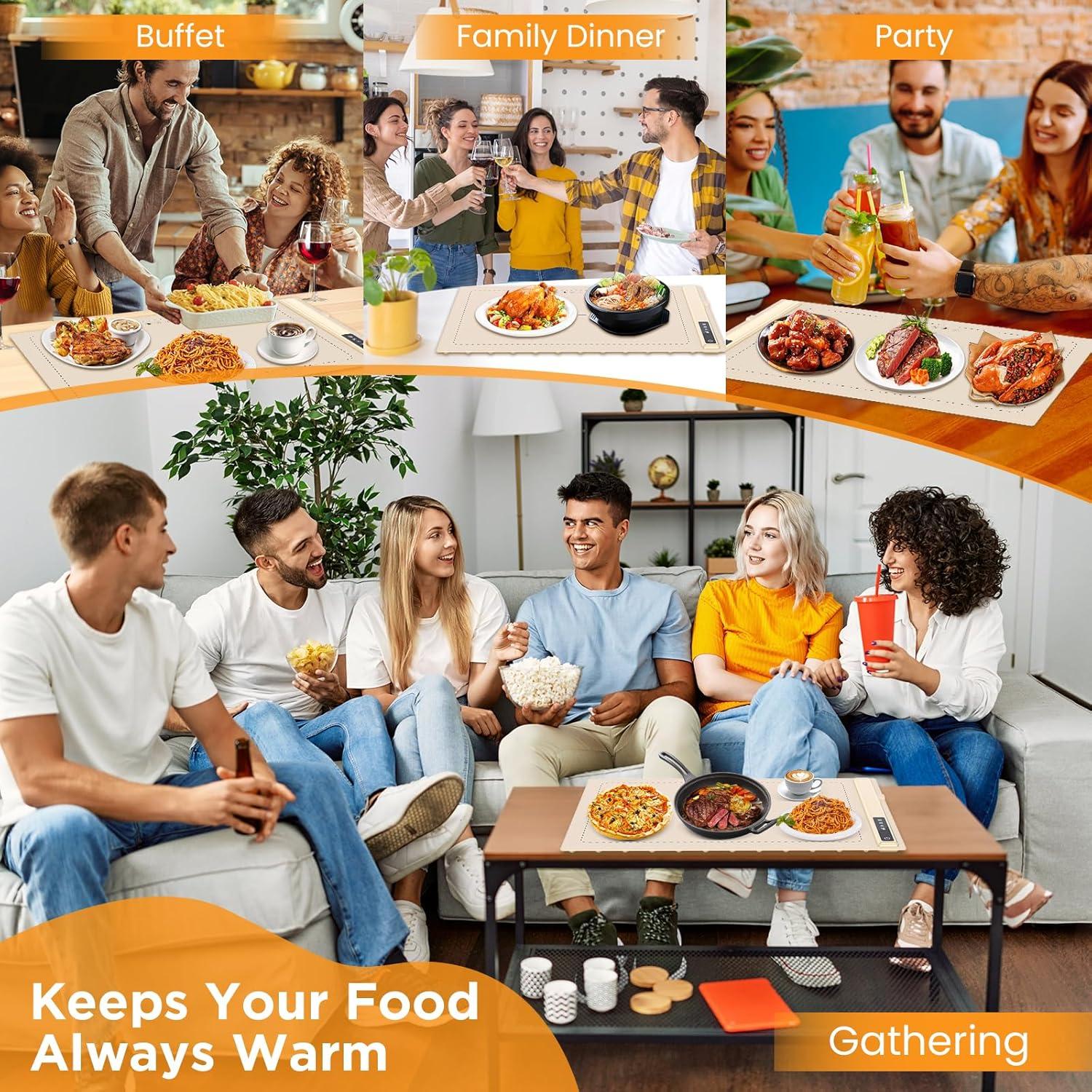 Bandeja Calentadora Eléctrica Plegable Flylipu 300W Beige