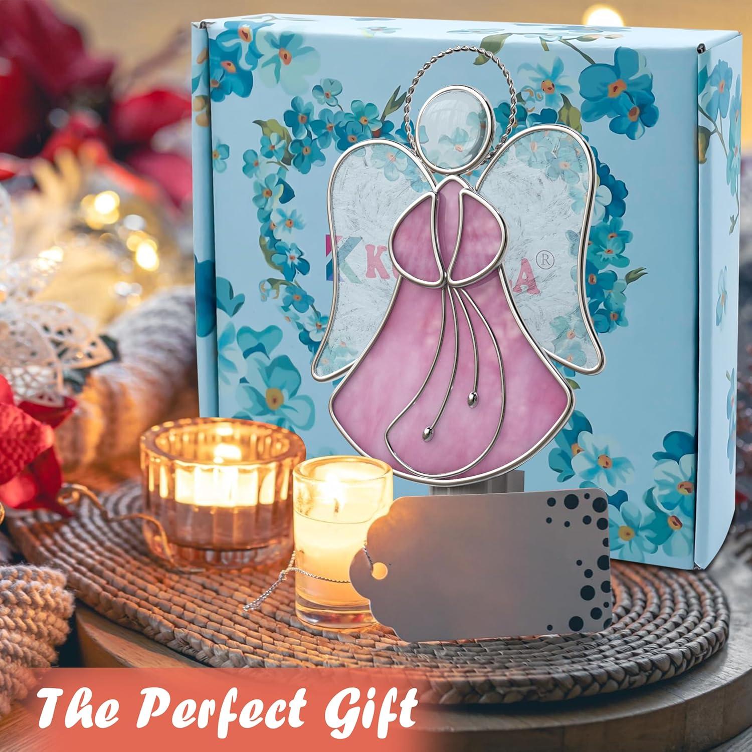 Luz Nocturna Enchufable KUNDGLA Ángel Rosa Vidrio Templado