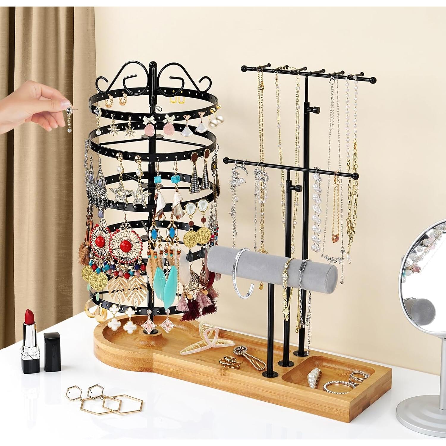 Soporte Organizador de Joyería SMFANLIN Rotatorio Ajustable