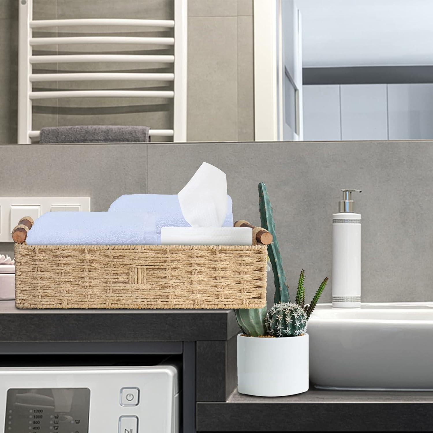 Cesta de Almacenamiento Redonda Beige STOBSK 36.8x16.8cm