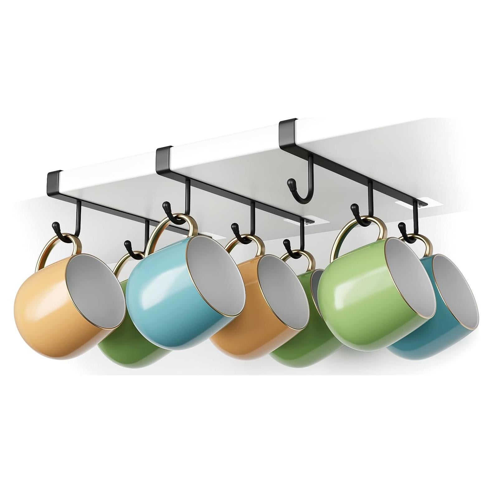 Soporte para Tazas ECROCY Negro, Organizador de Gabinete 3pcs