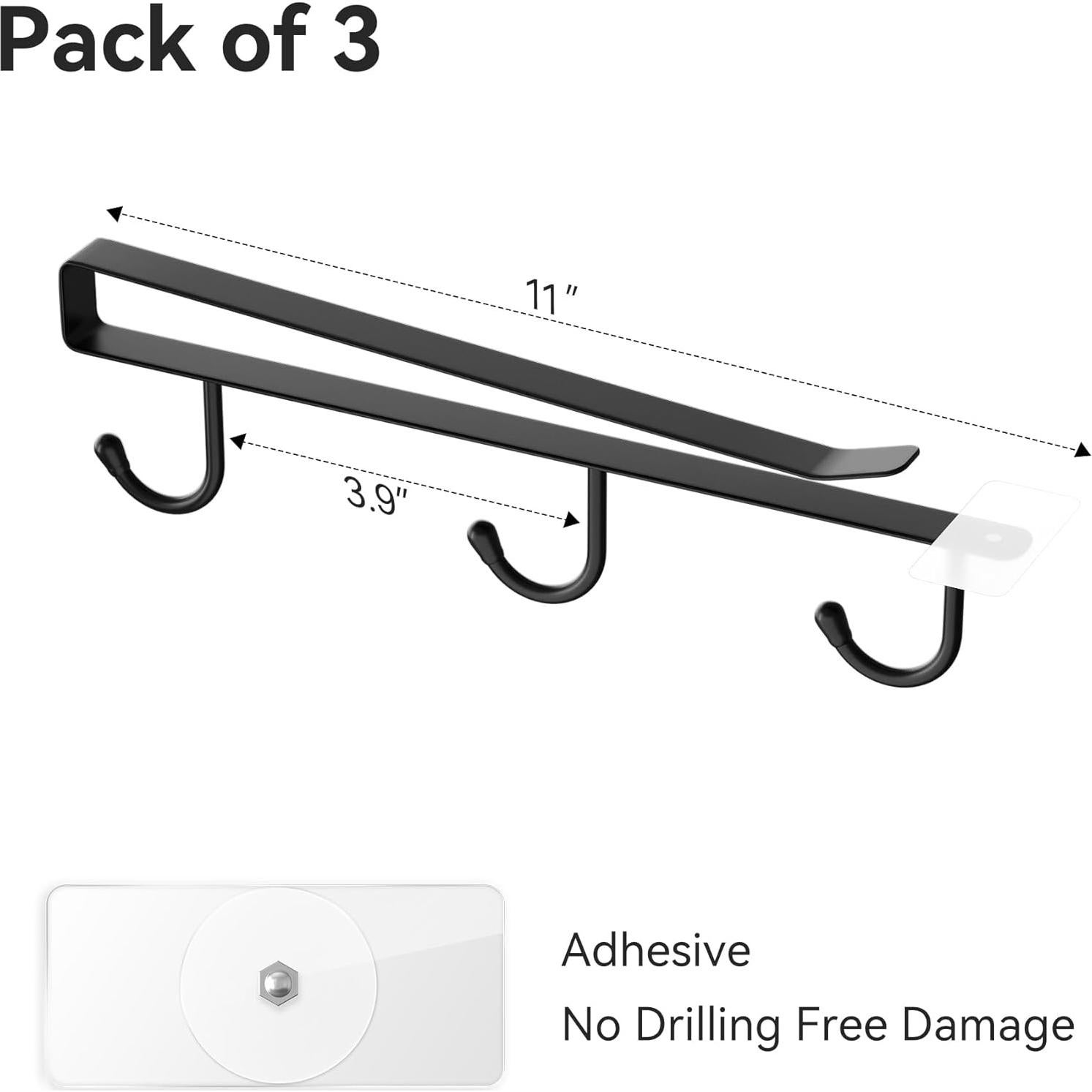 Soporte para Tazas ECROCY Negro, Organizador de Gabinete 3pcs