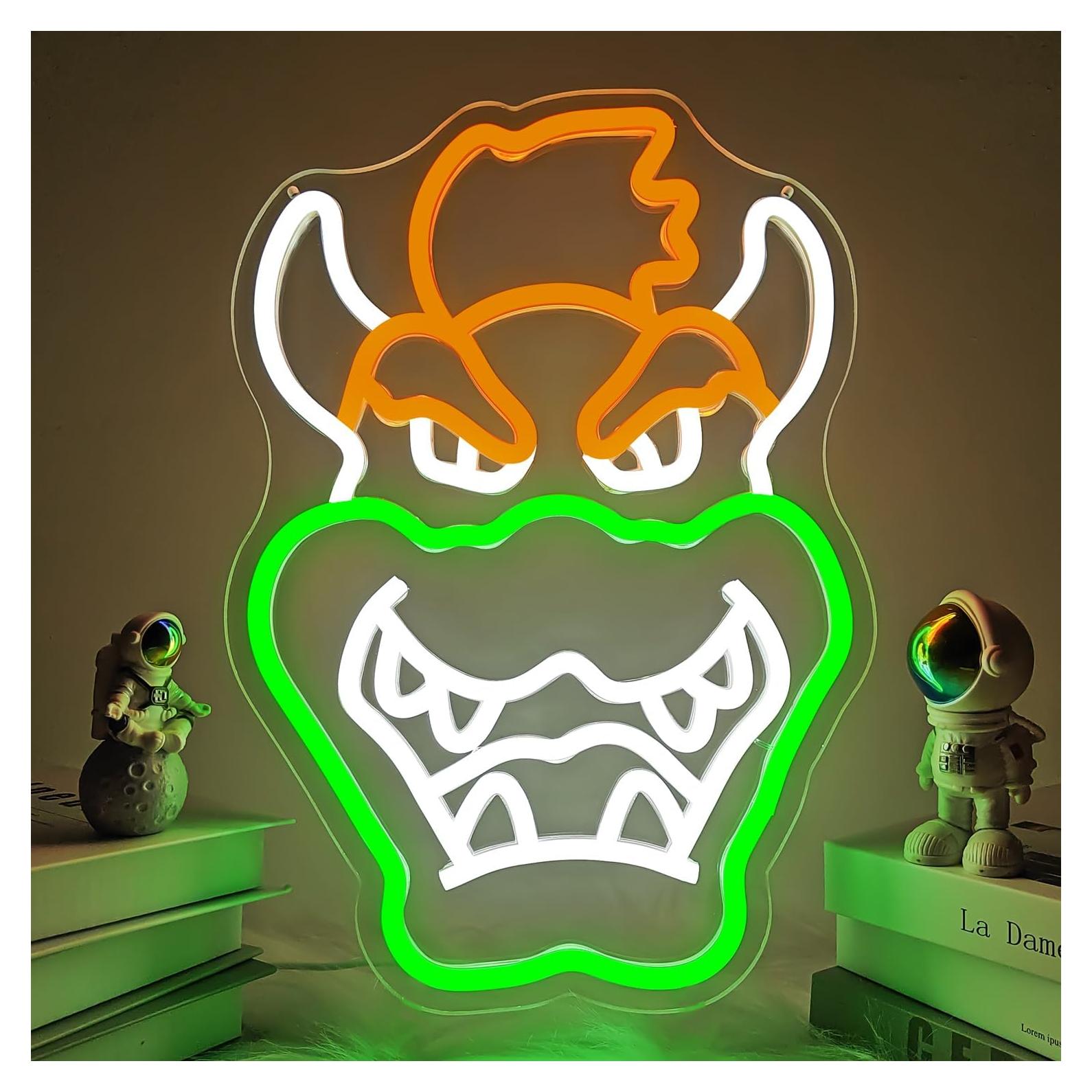 Cartel de Neón Redondo YvuYamg Bowser 33.8x23.6cm LED