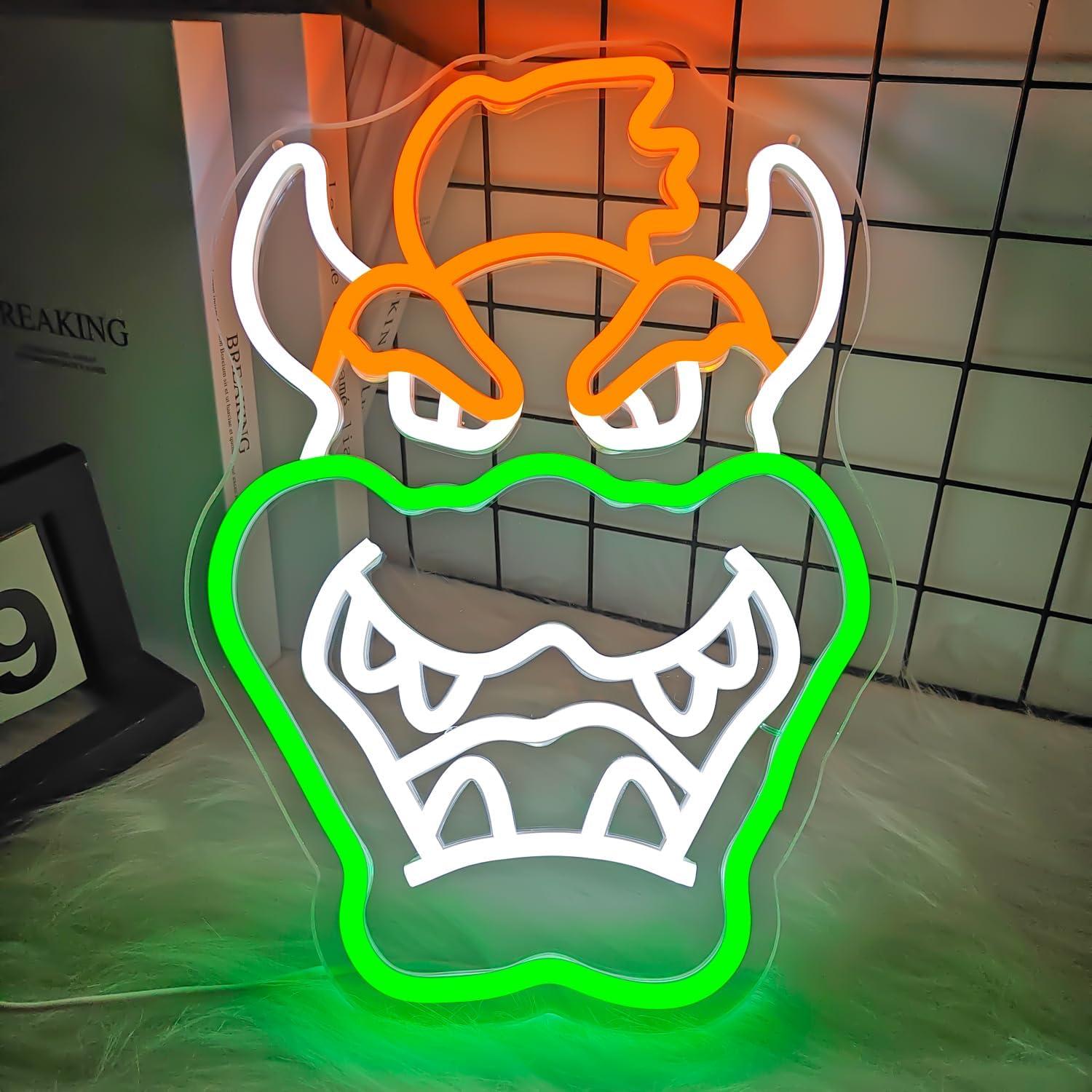 Cartel de Neón Redondo YvuYamg Bowser 33.8x23.6cm LED