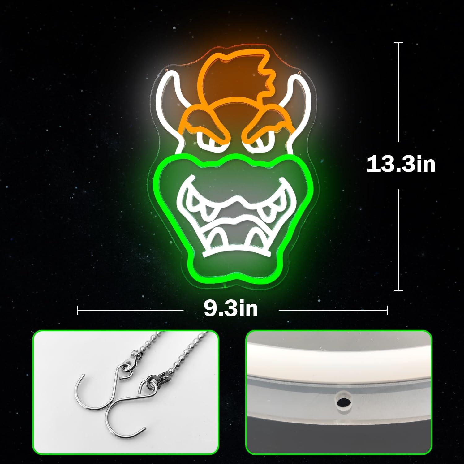 Cartel de Neón Redondo YvuYamg Bowser 33.8x23.6cm LED