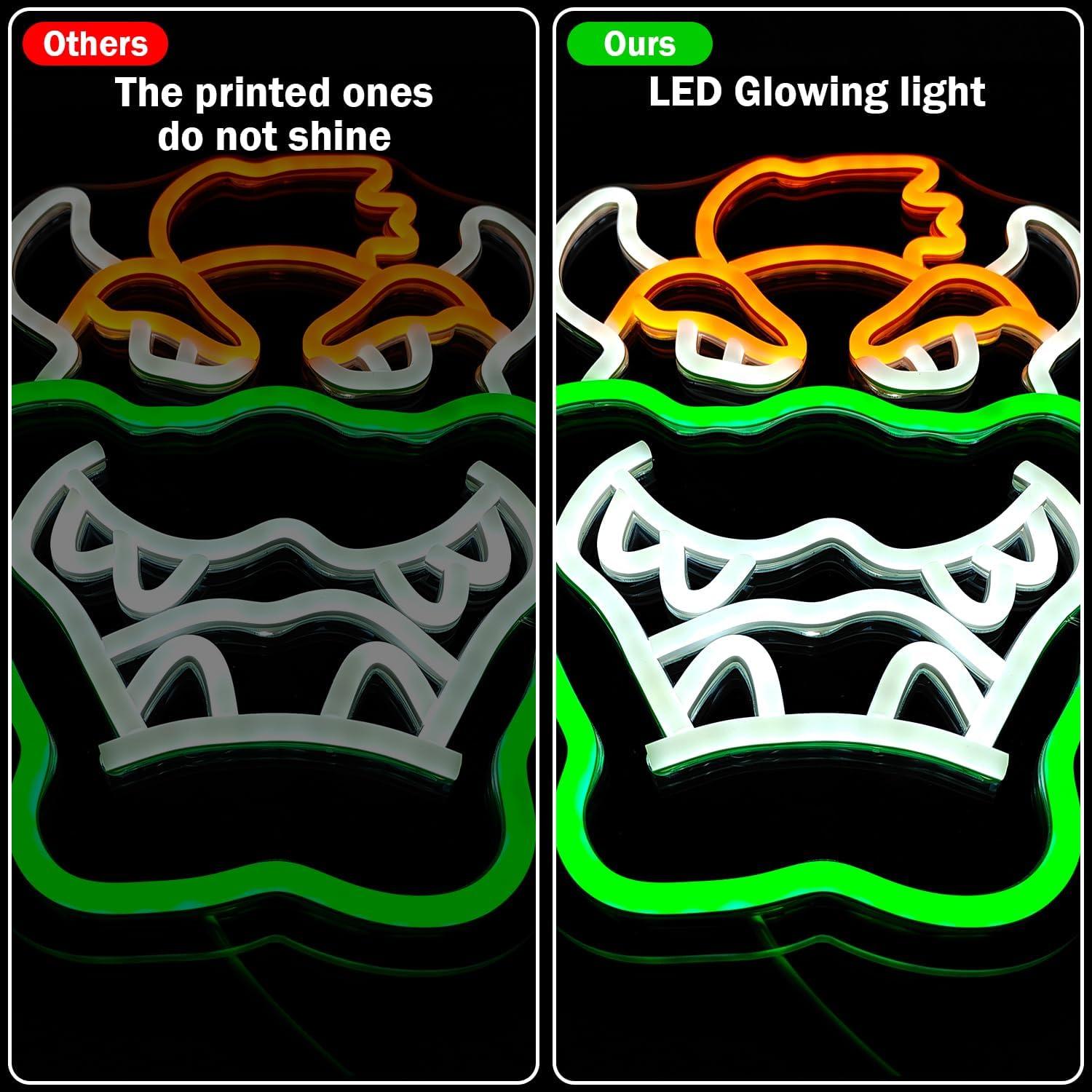 Cartel de Neón Redondo YvuYamg Bowser 33.8x23.6cm LED