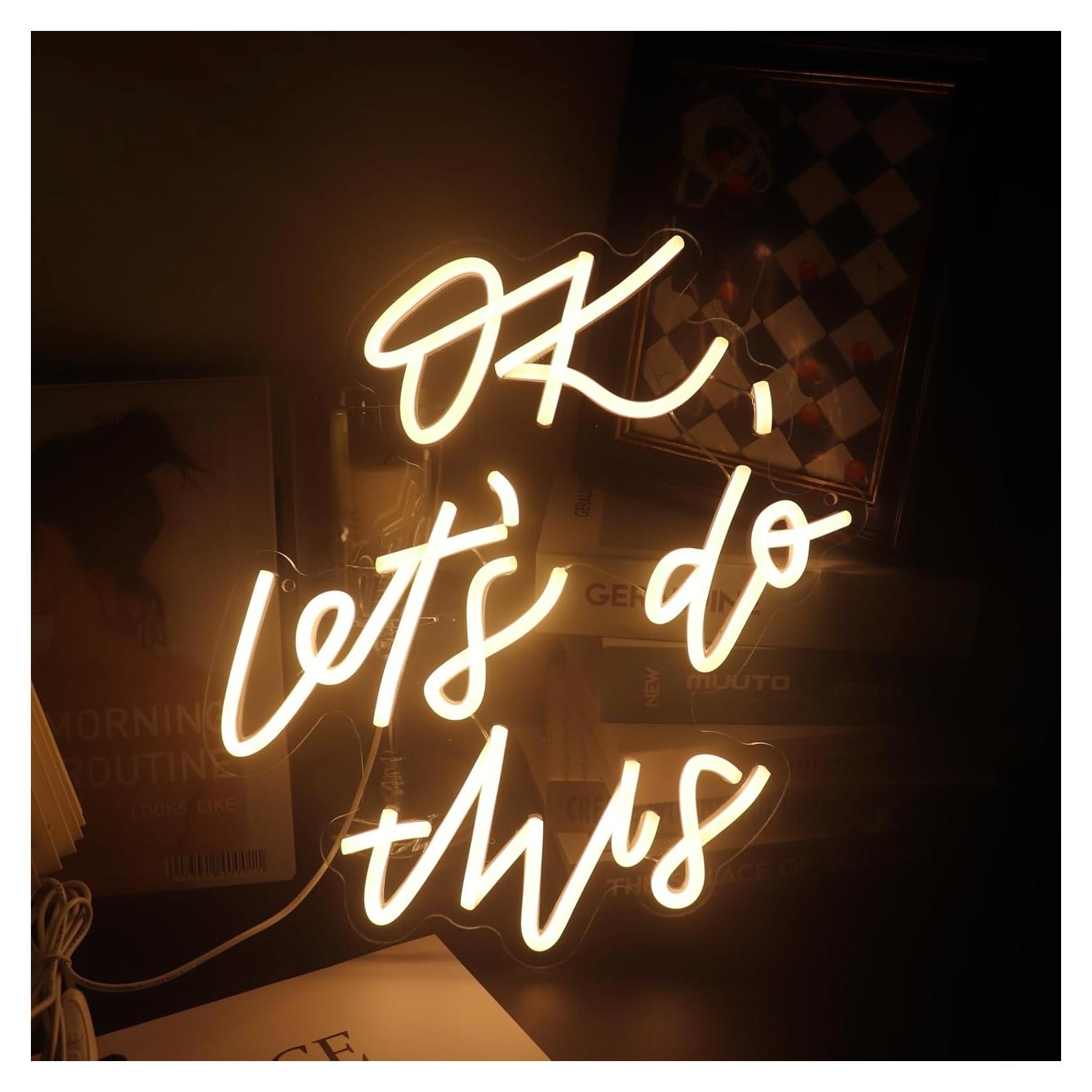 Luz Nocturna de Neón QiaoFei OK Hagámoslo 38x33 cm