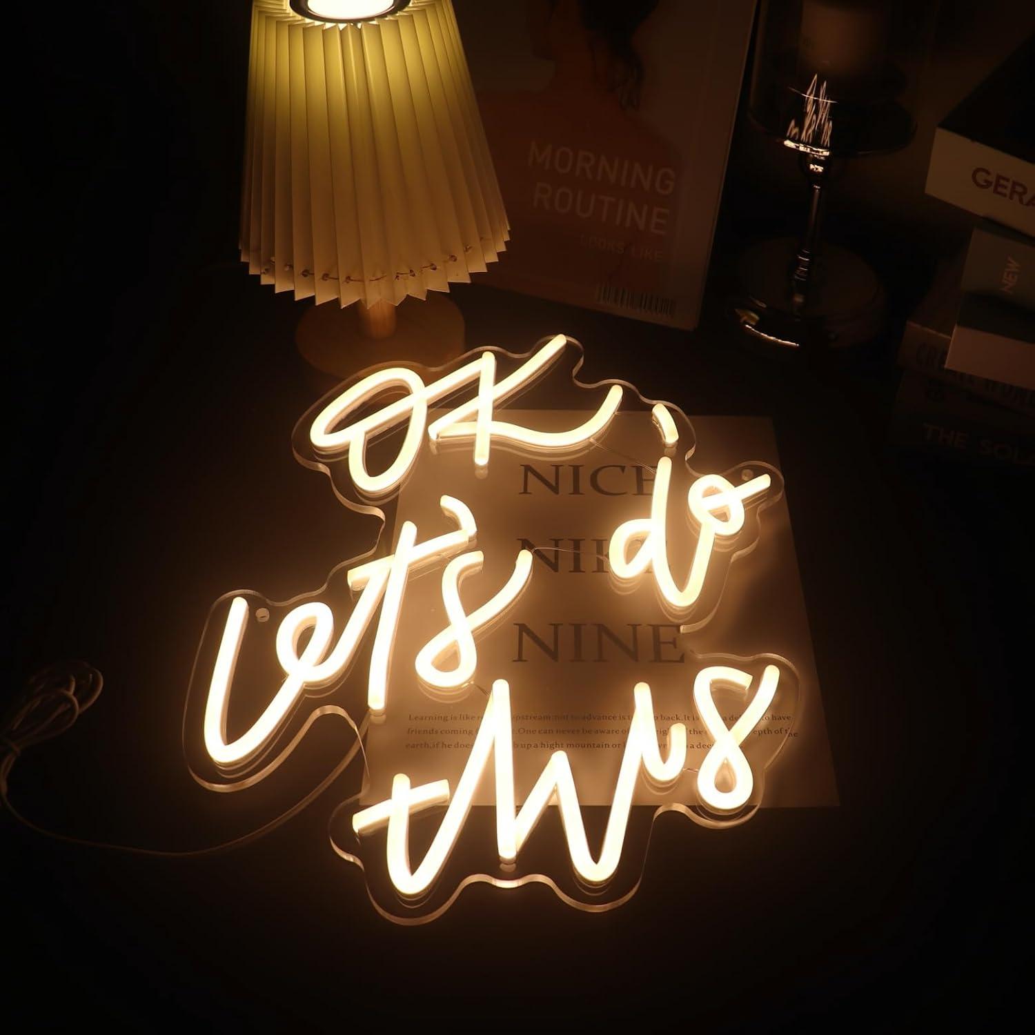 Luz Nocturna de Neón QiaoFei OK Hagámoslo 38x33 cm