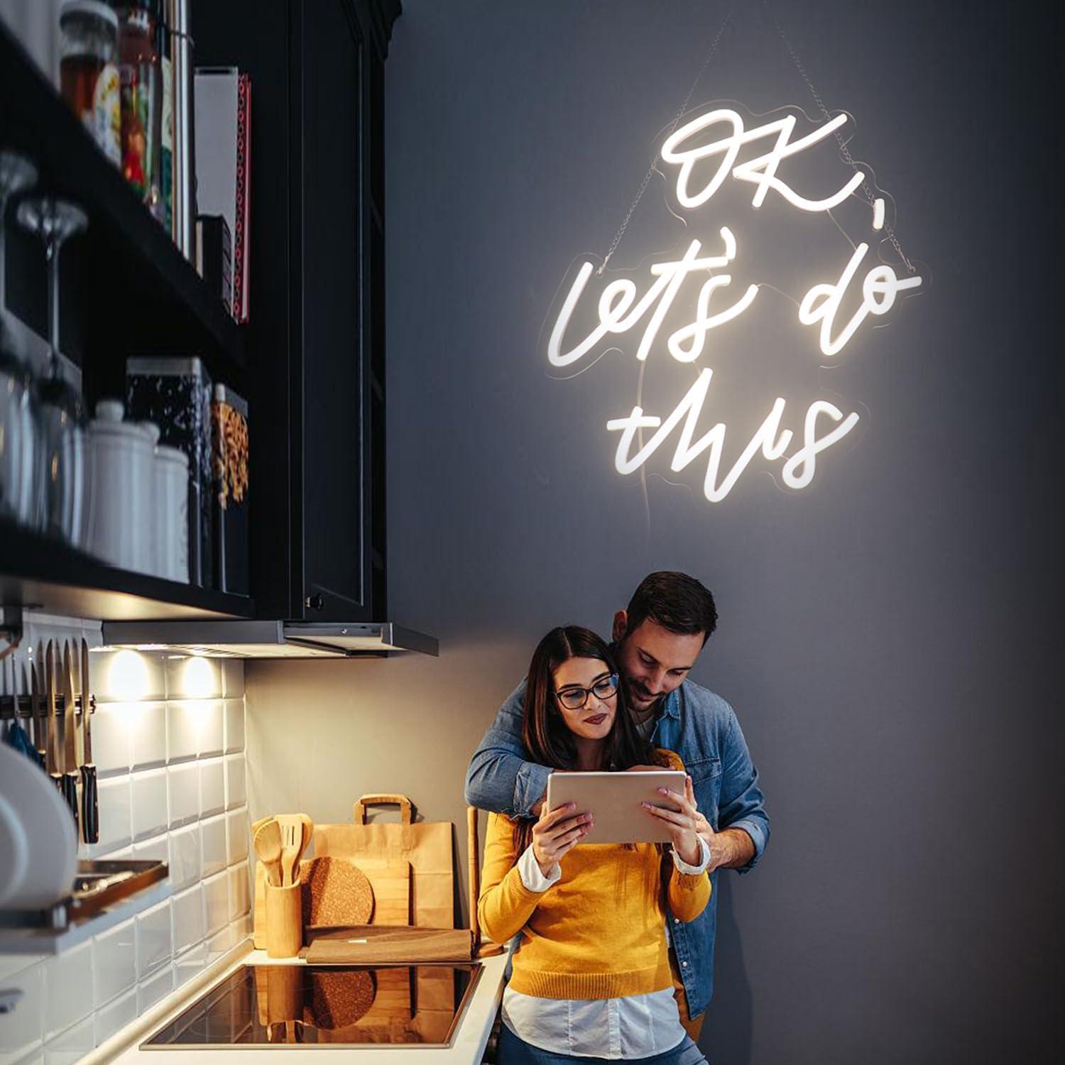 Luz Nocturna de Neón QiaoFei OK Hagámoslo 38x33 cm