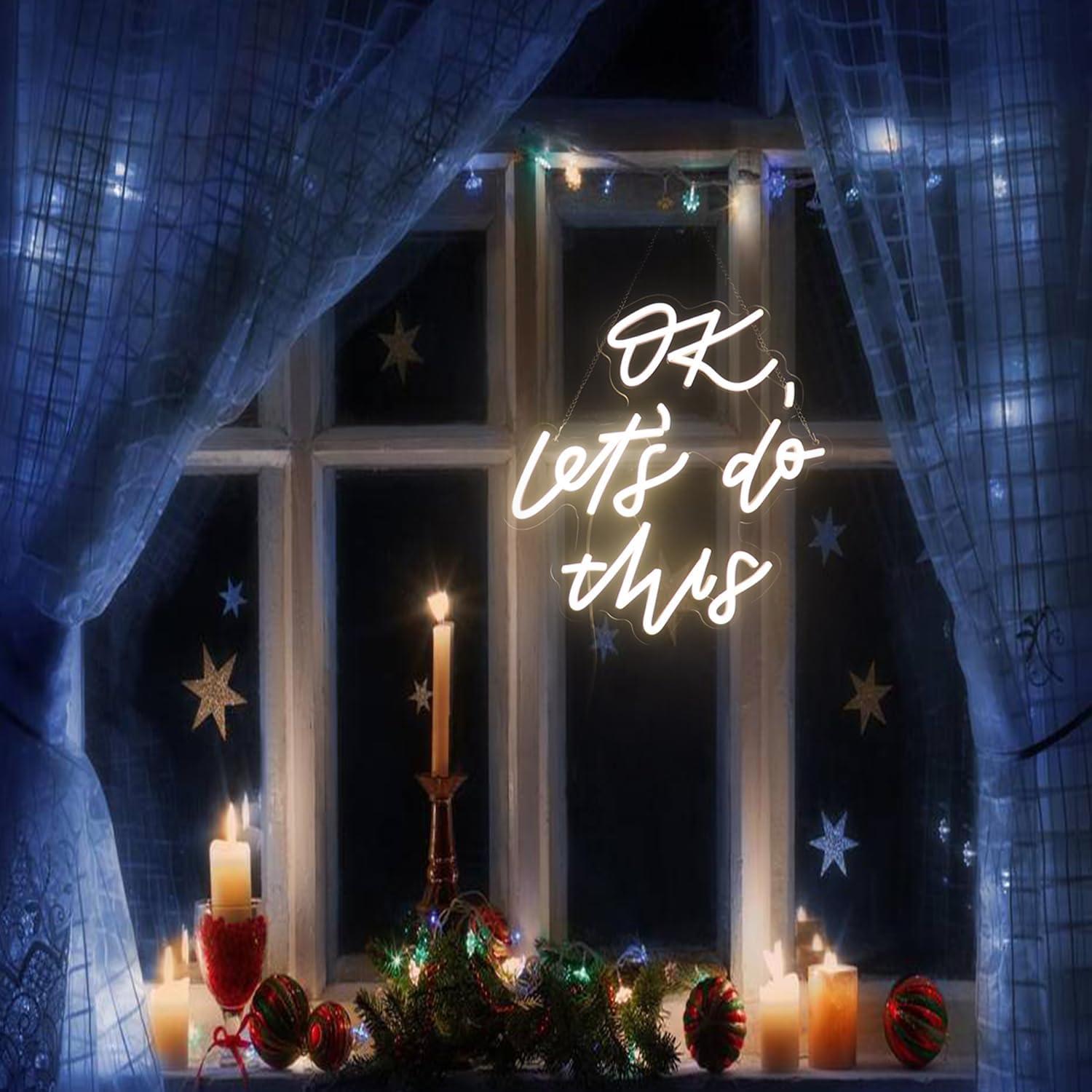 Luz Nocturna de Neón QiaoFei OK Hagámoslo 38x33 cm