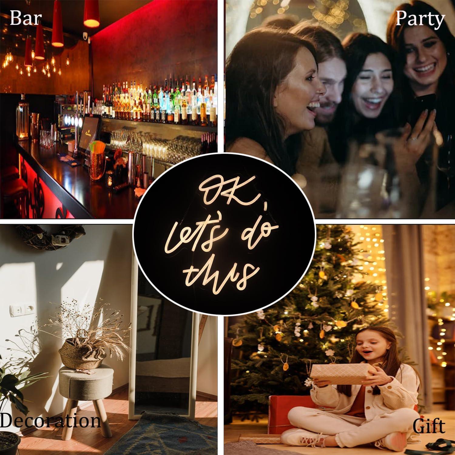 Luz Nocturna de Neón QiaoFei OK Hagámoslo 38x33 cm