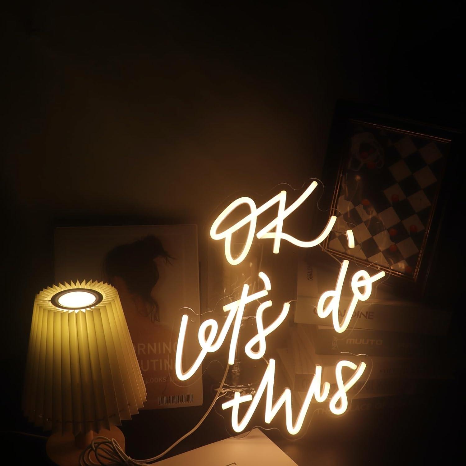 Luz Nocturna de Neón QiaoFei OK Hagámoslo 38x33 cm