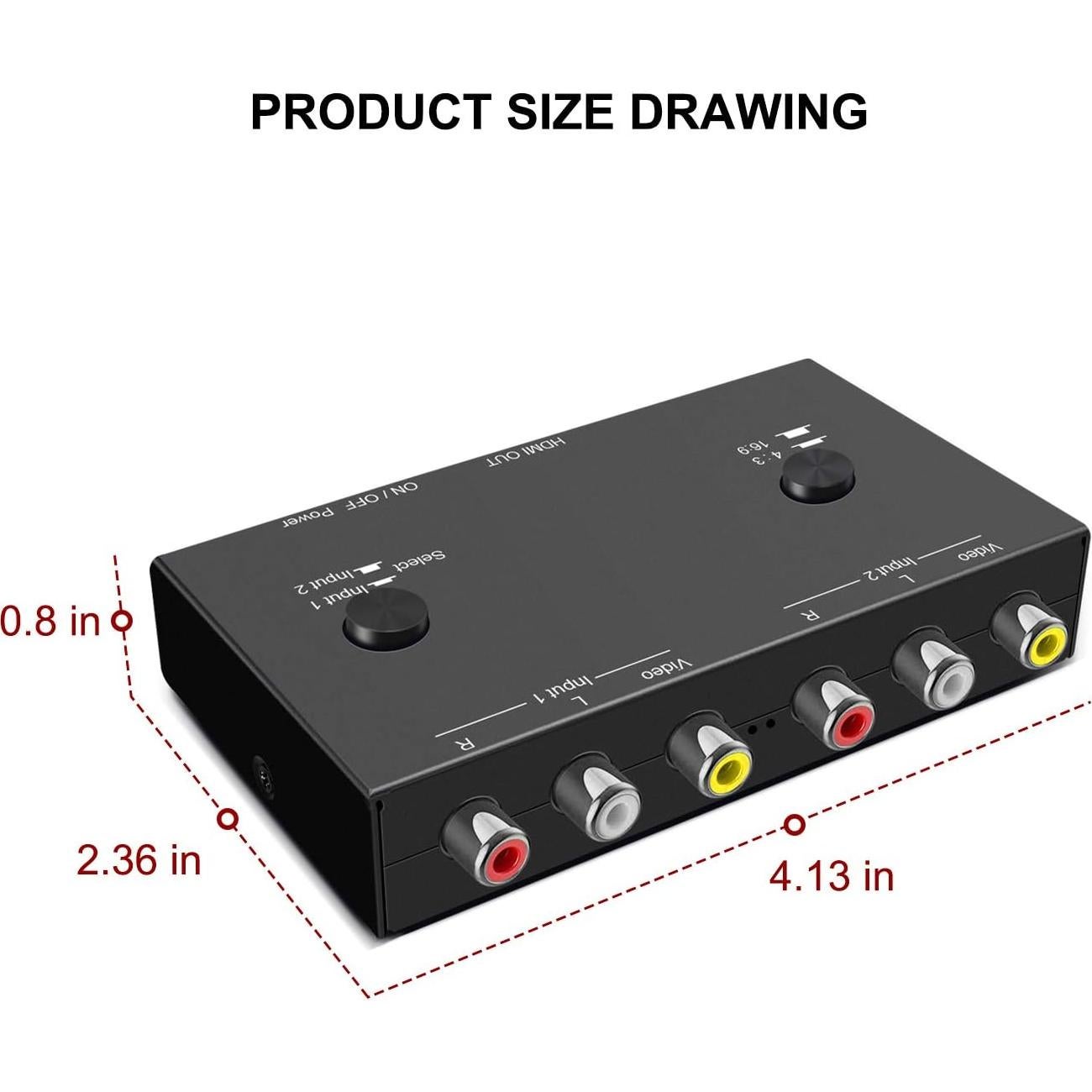 Convertidor RCA a HDMI 2 Puertos Dingsun 1080p Plug and Play