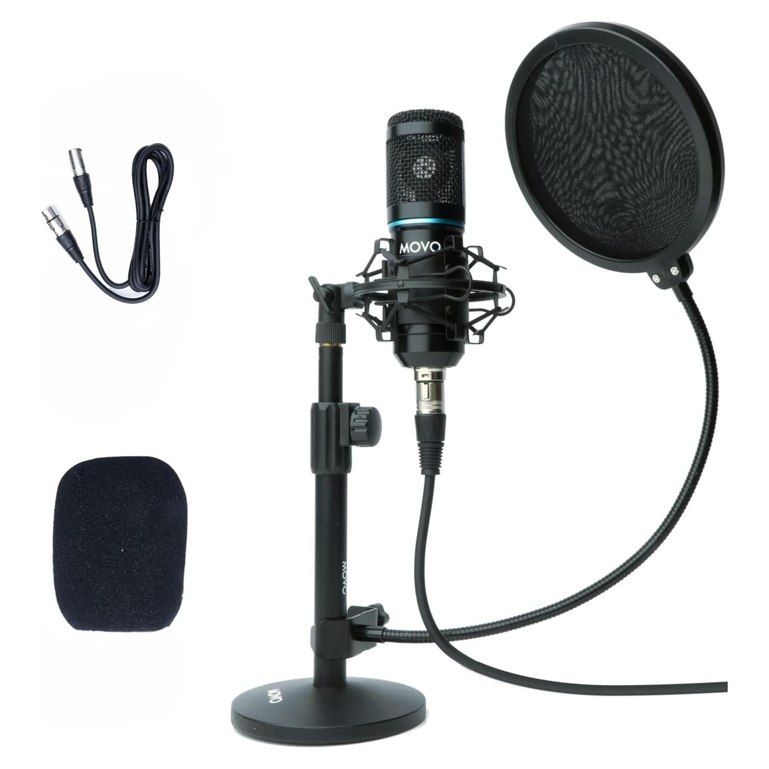 Kit de Micrófono de Condensador Movo PCM6 con Soporte y Filtro Pop