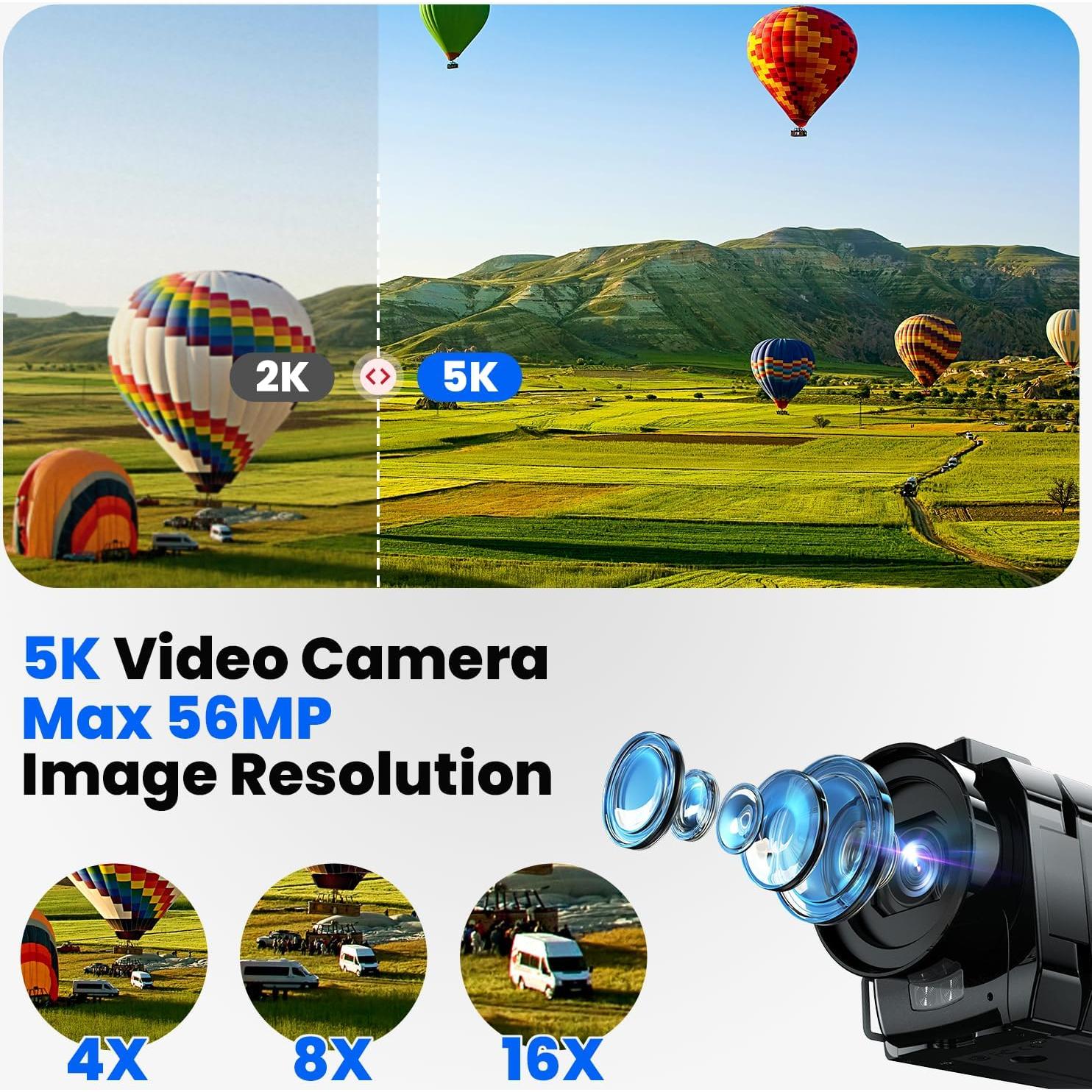 Cámara de Video CAMWORLD 5K 56MP Doble Lente 16X Zoom