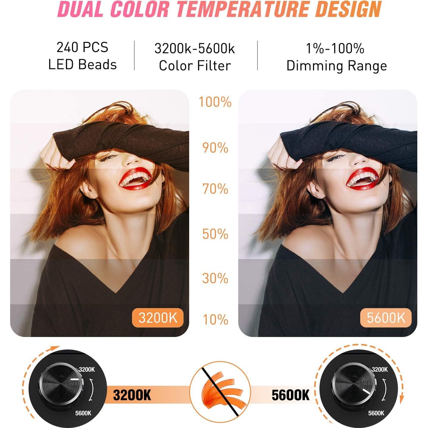 Anillo de Luz LED 35cm Yesker con Soporte Ajustable y USB