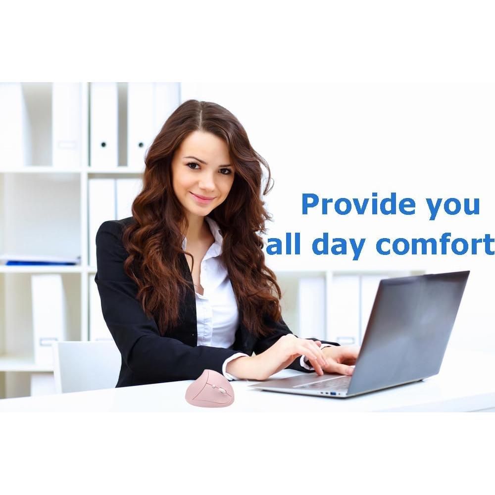 Ratón Inalámbrico Ergonómico Vertical Rosa Recargable para PC