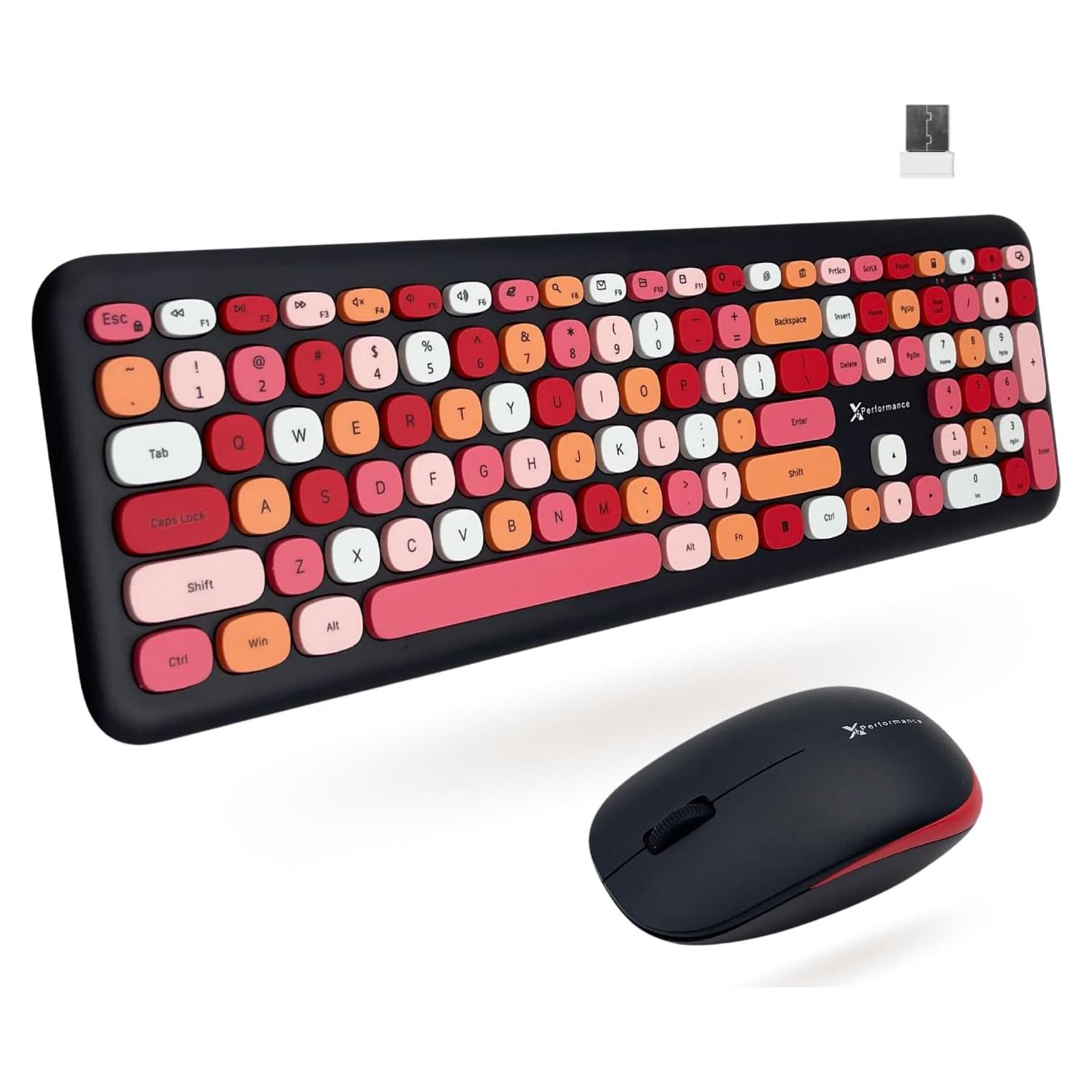 Combo Teclado y Ratón Inalámbrico X9 Retro Multicolor 2.4G