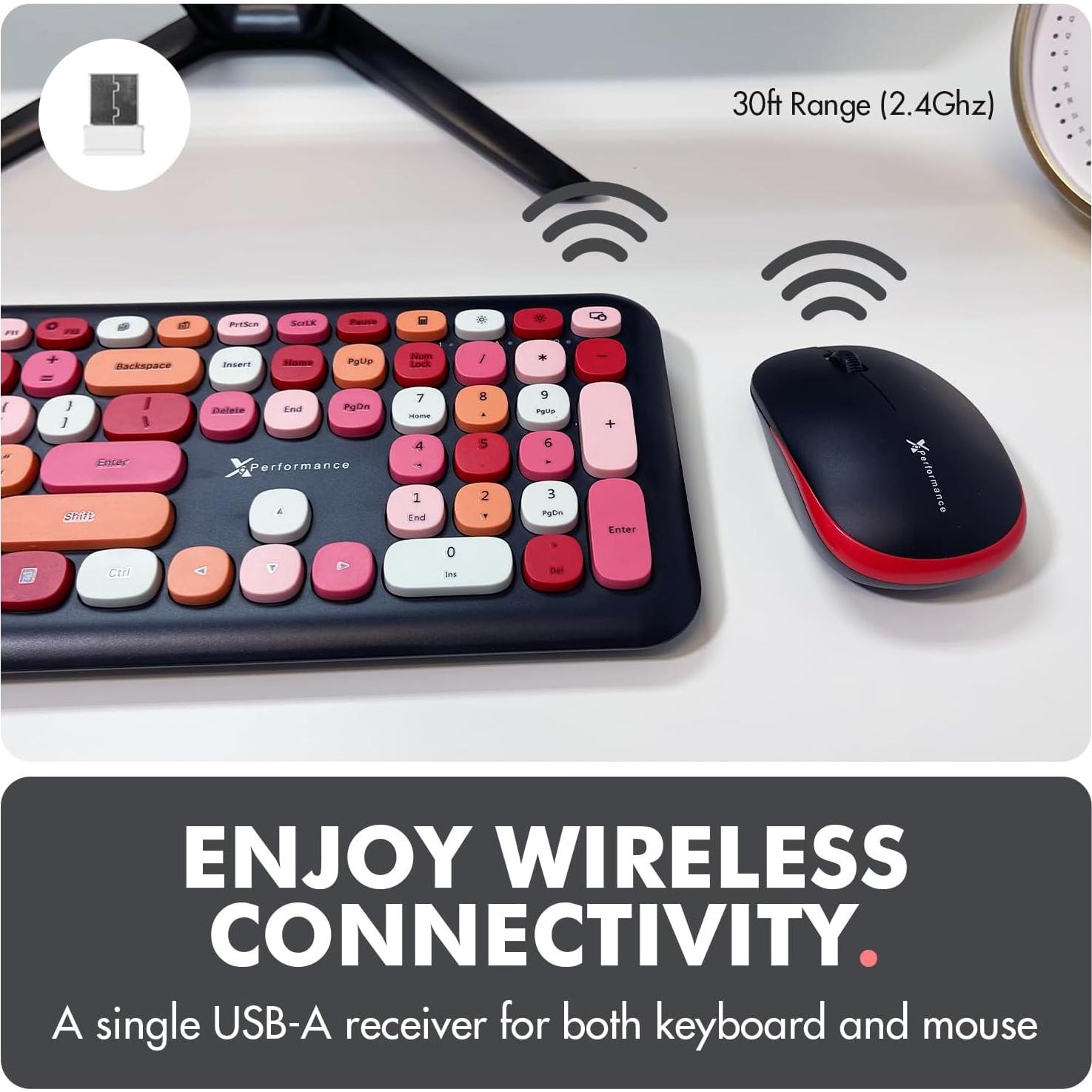 Combo Teclado y Ratón Inalámbrico X9 Retro Multicolor 2.4G