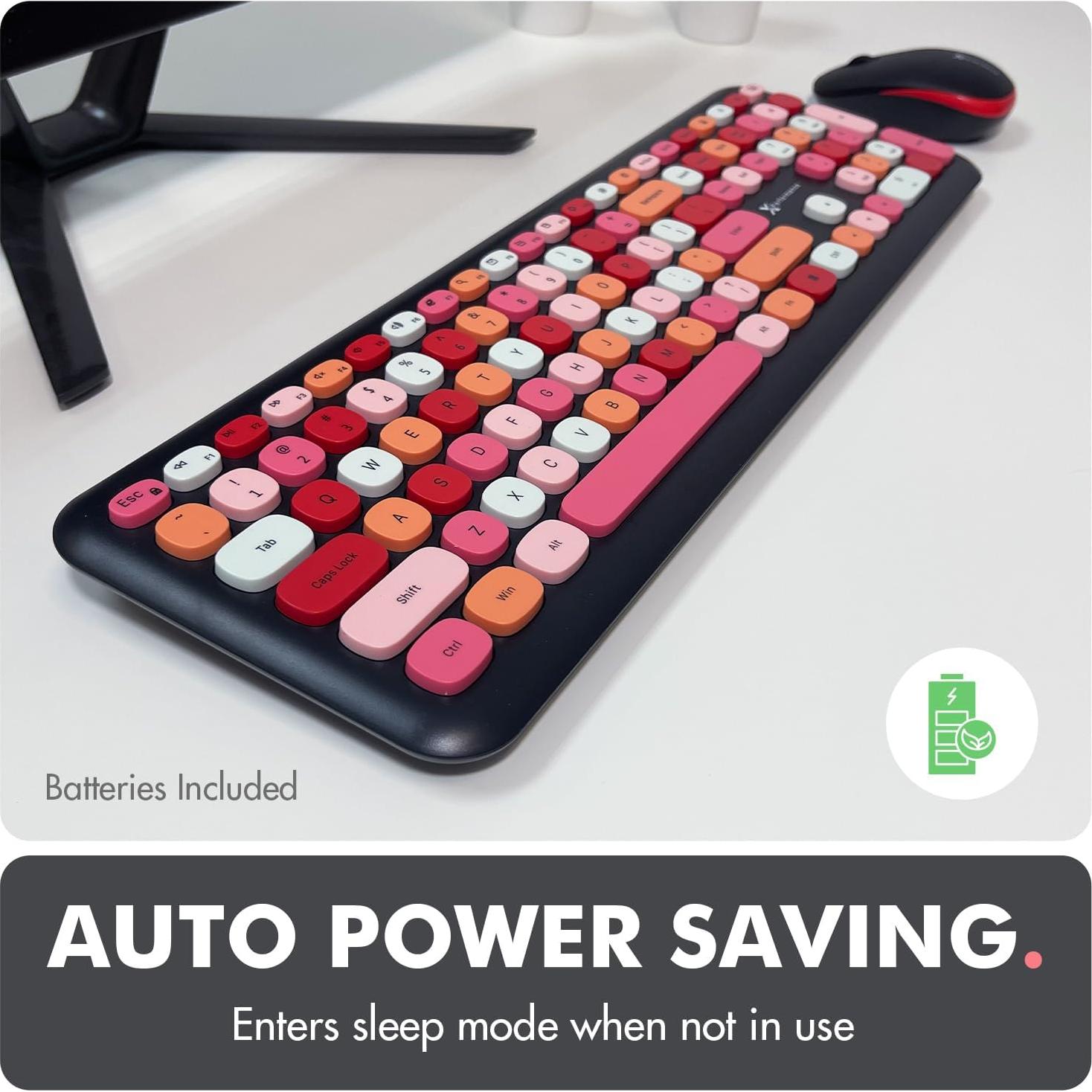 Combo Teclado y Ratón Inalámbrico X9 Retro Multicolor 2.4G