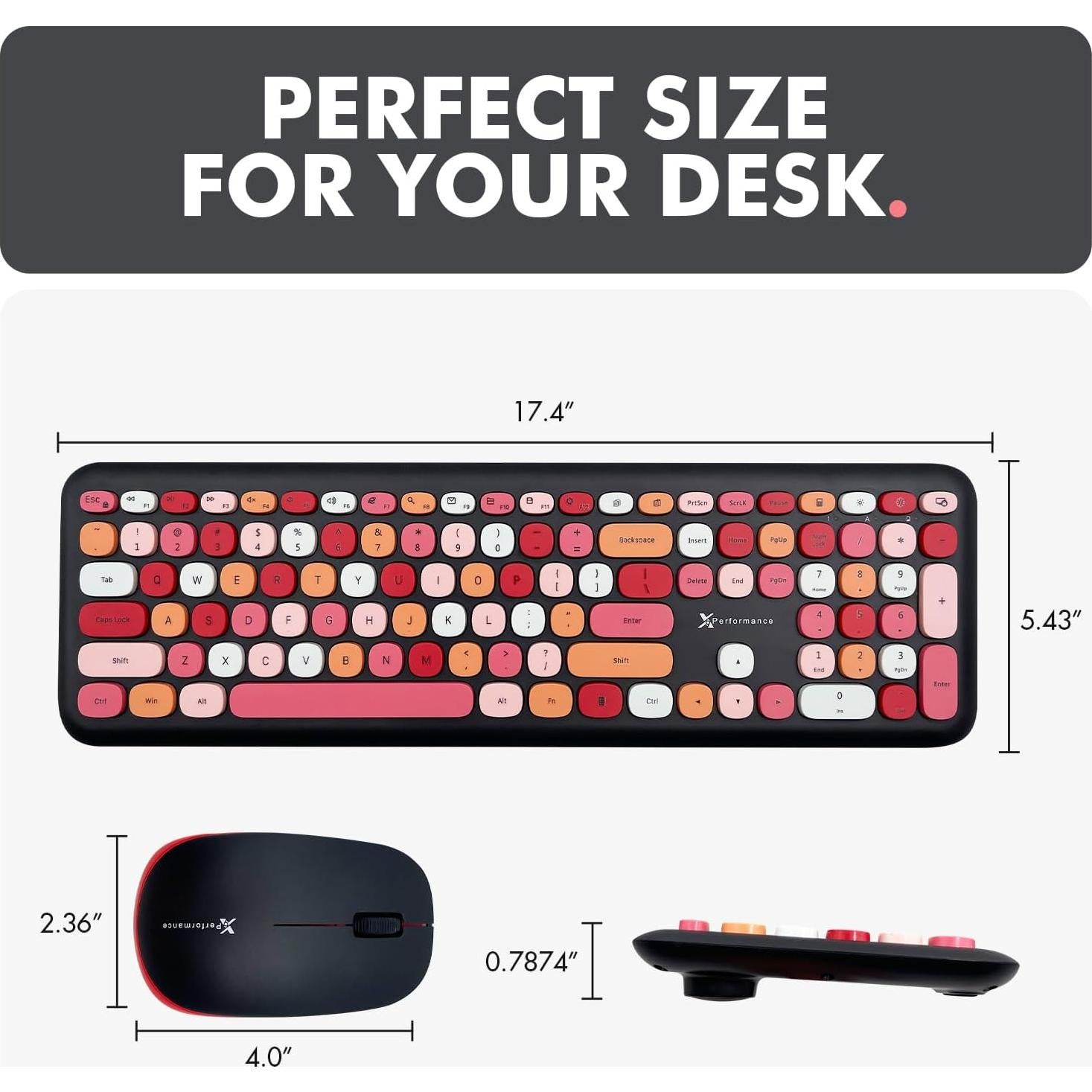 Combo Teclado y Ratón Inalámbrico X9 Retro Multicolor 2.4G