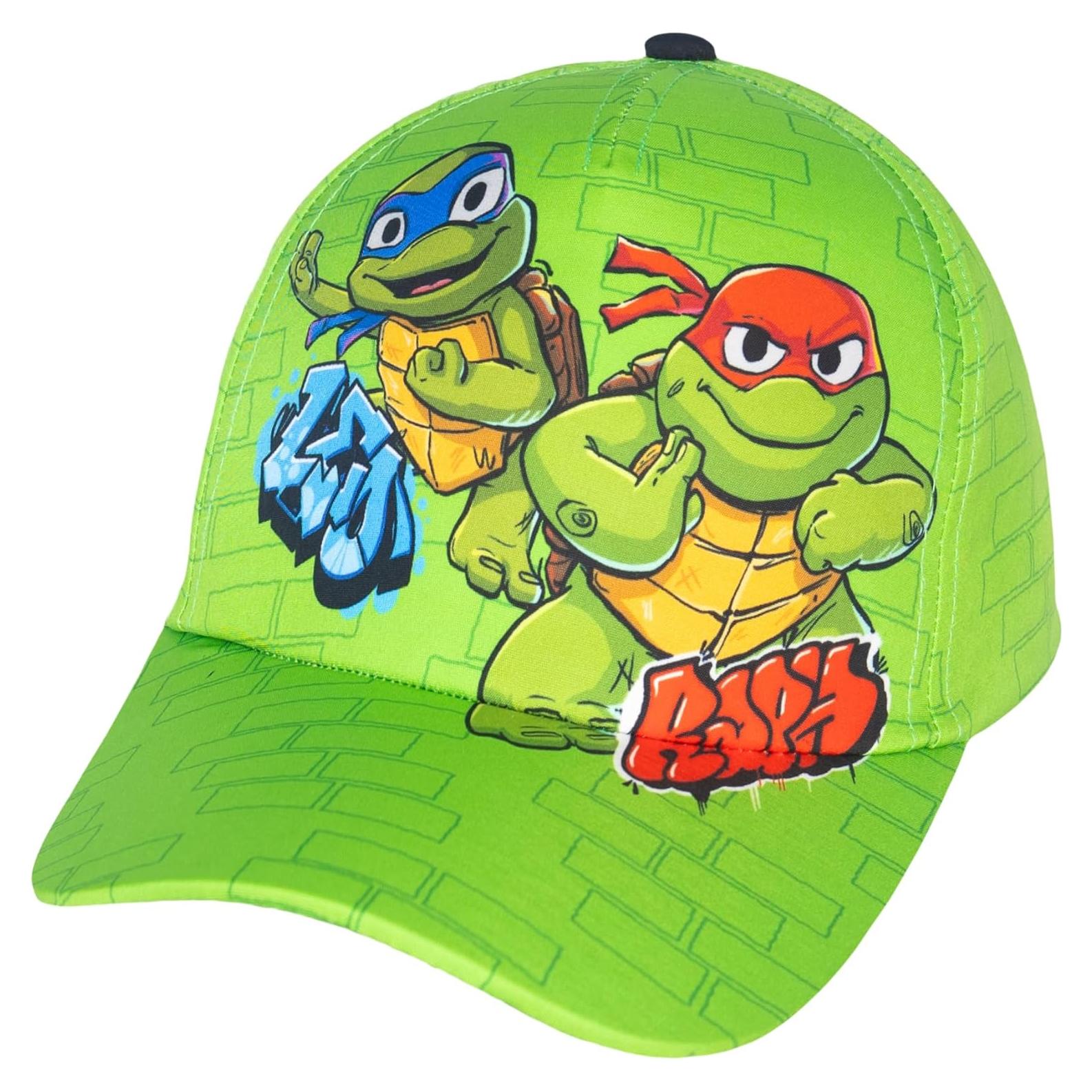 Gorra de béisbol TMNT para niños, algodón verde, ajustable