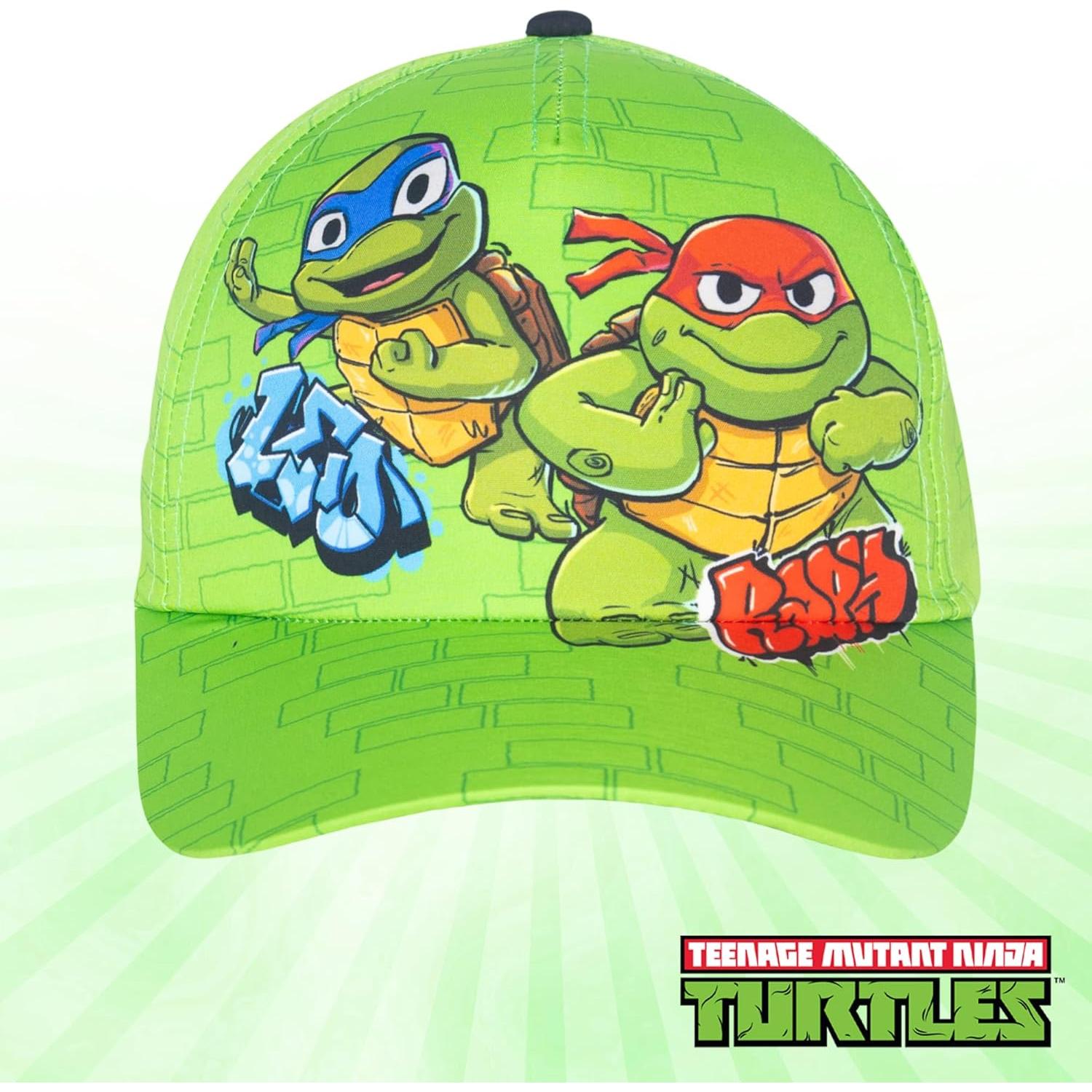 Gorra de béisbol TMNT para niños, algodón verde, ajustable