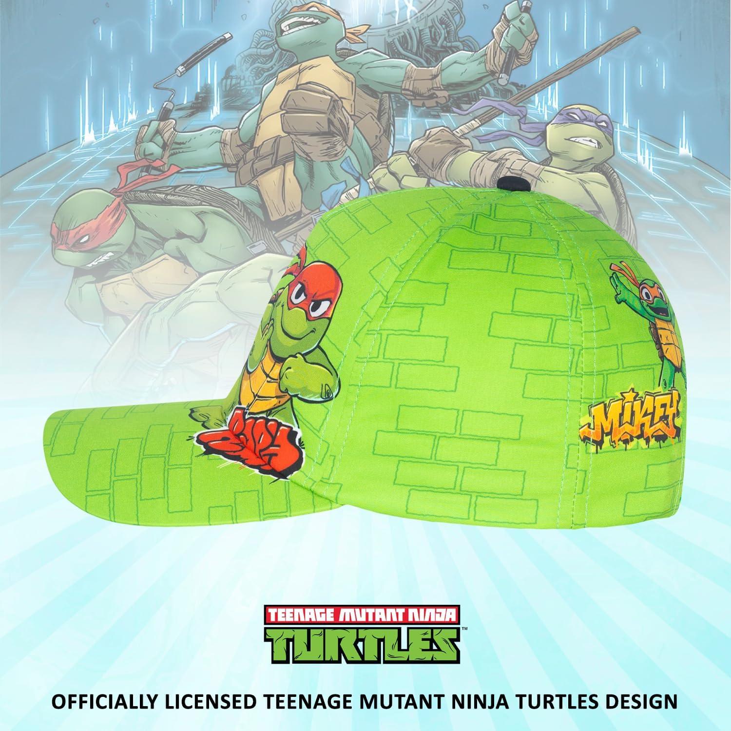 Gorra de béisbol TMNT para niños, algodón verde, ajustable