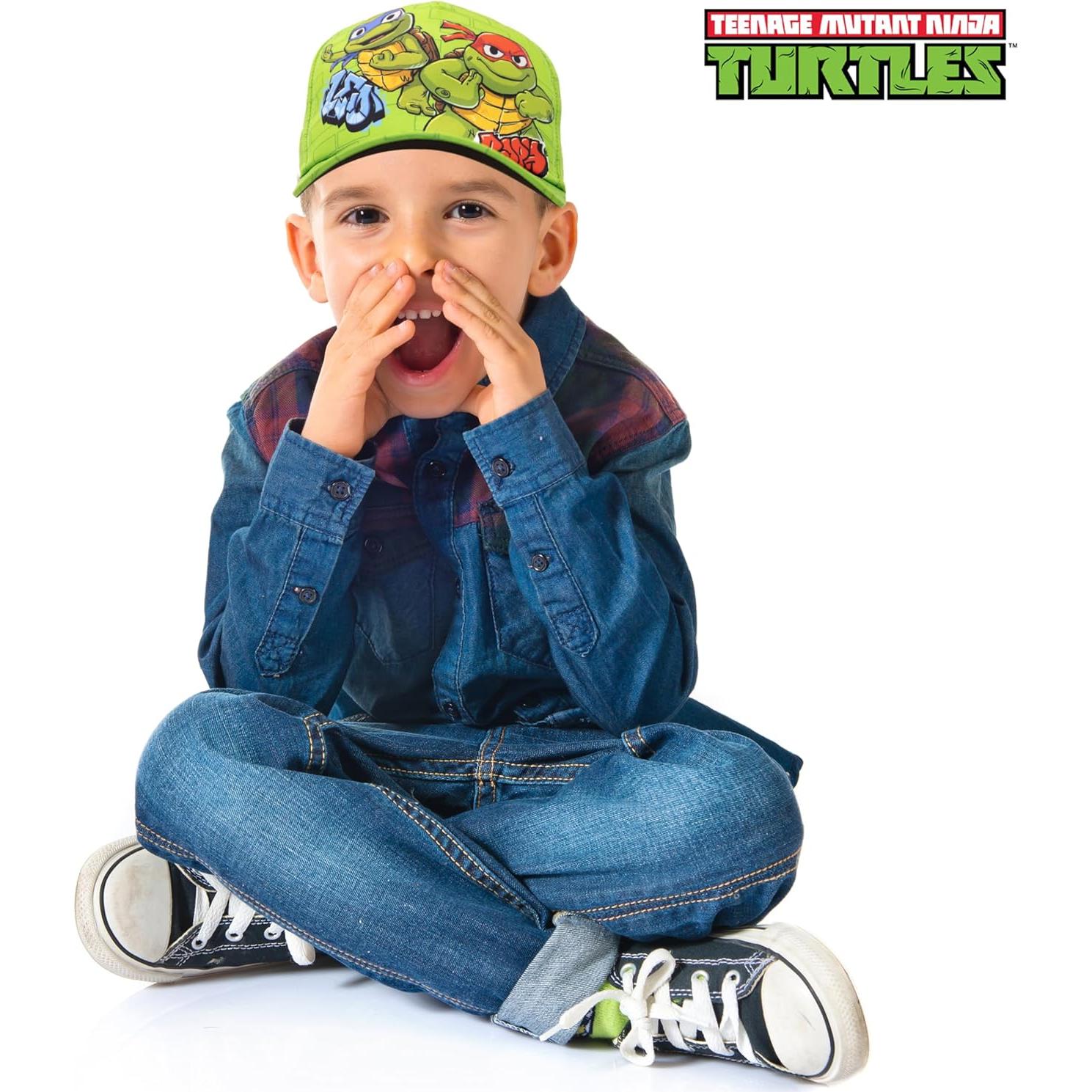 Gorra de béisbol TMNT para niños, algodón verde, ajustable