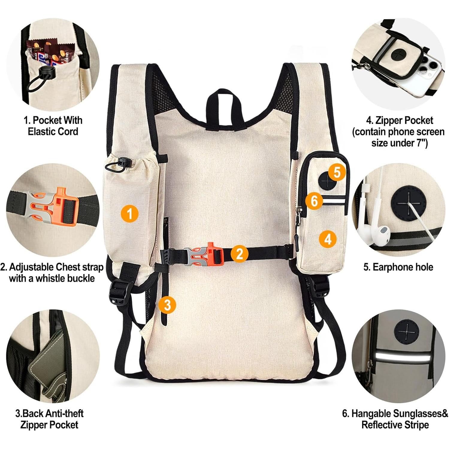 Mochila de Senderismo Plegable Seektop 15L Beige Unisex