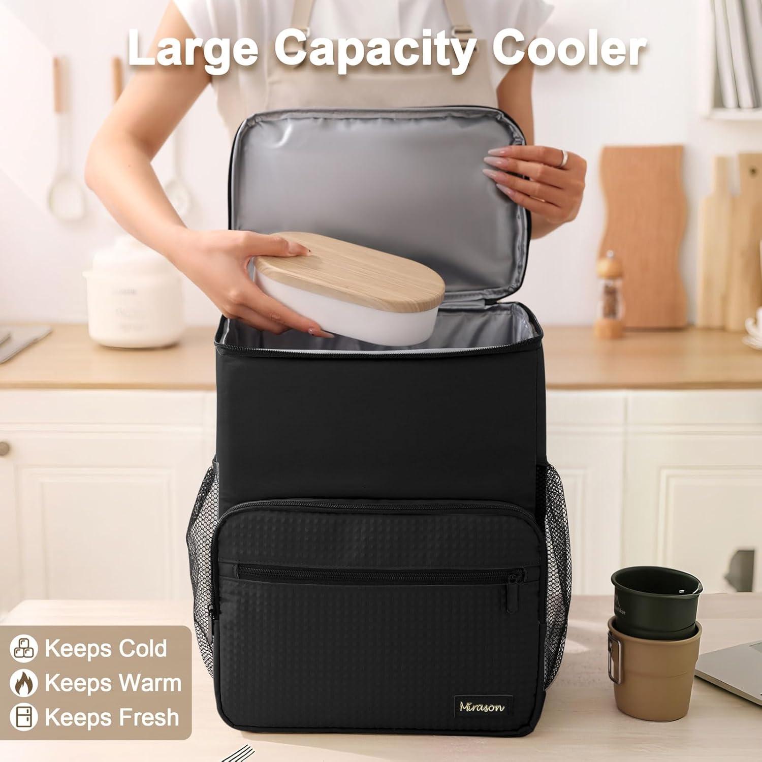 Mochila Cooler Aislada MIRASON 21.9L Negra a Prueba de Fugas