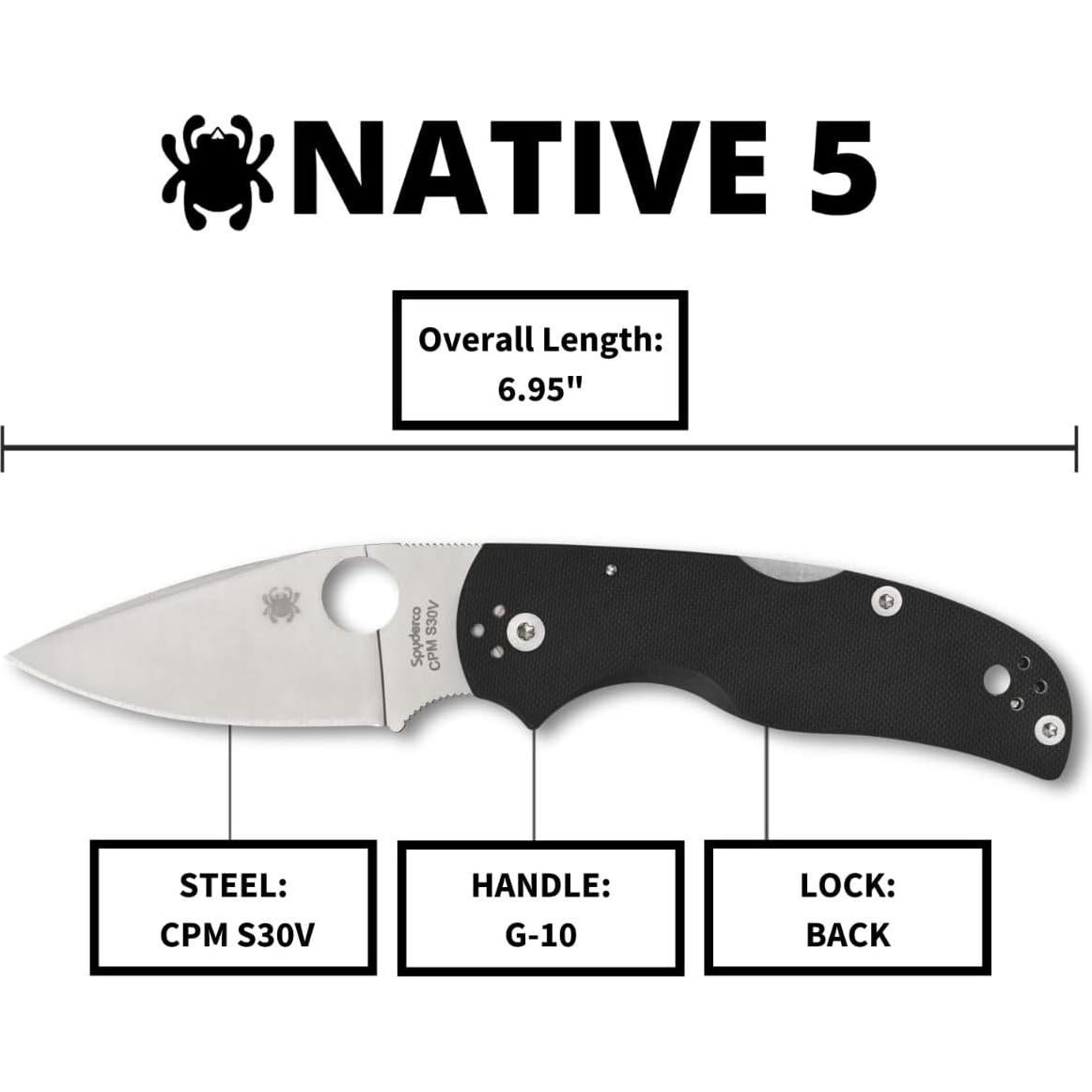 Cuchillo Plegable Spyderco Native 5 G-10 Negro 7.49 cm