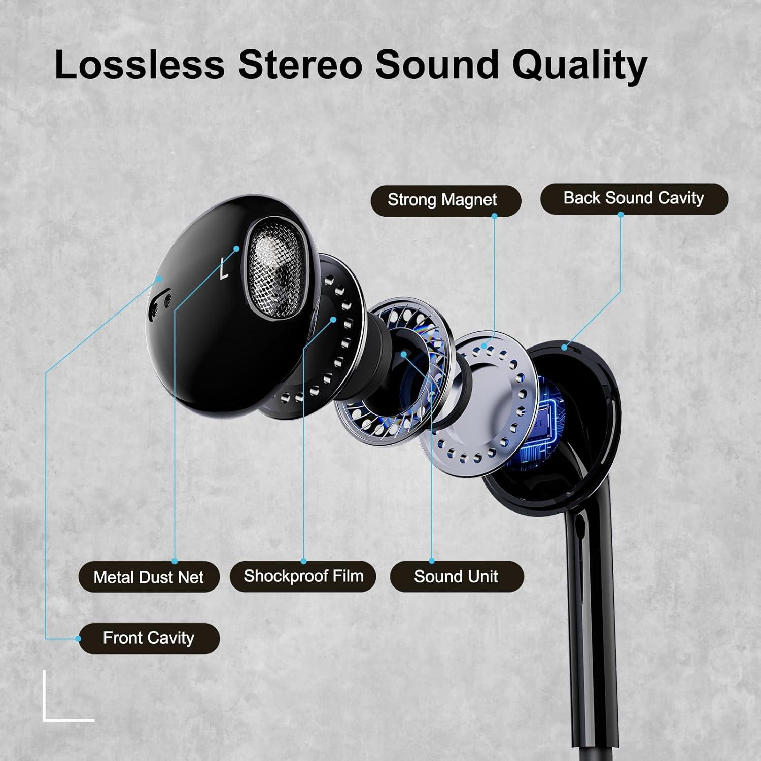 Auriculares USB C Negros con Cable para iPhone y iPad Pro