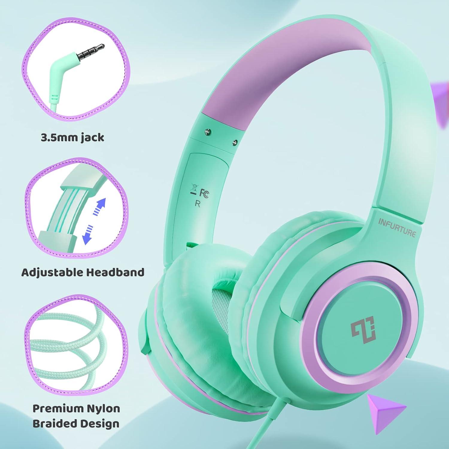 Auriculares INFURTURE para Niños con Micrófono 94dB Verde