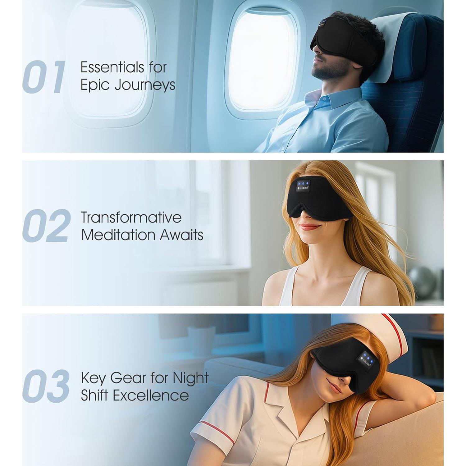 Auriculares Bluetooth ZUMUSEN con Máscara de Ojos 3D Ajustable