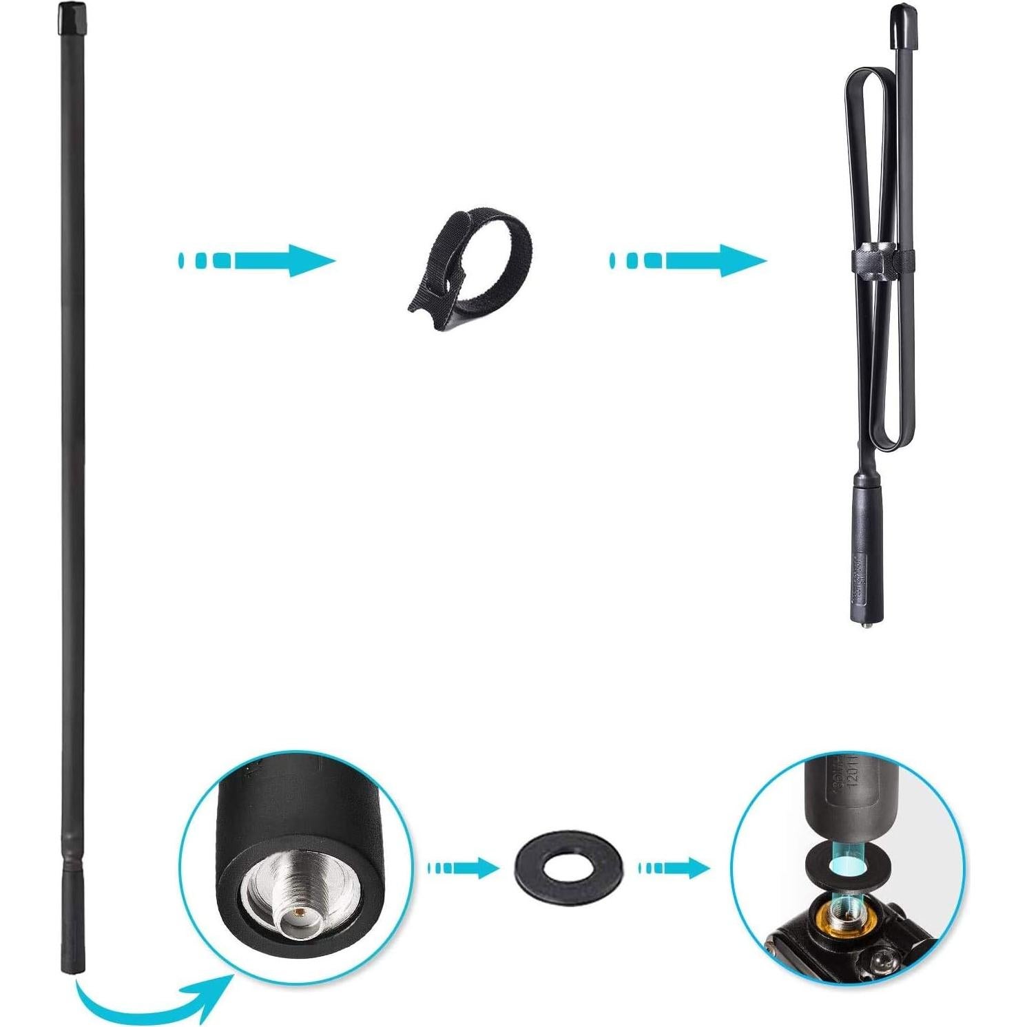 Antena Plegable Bingfu SMA Femenina 79 cm Doble Banda VHF UHF