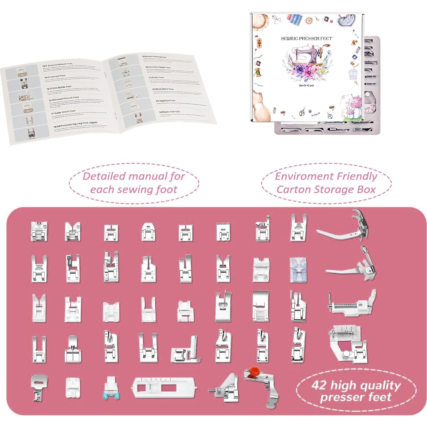 Kit de Prensatelas 42 Piezas para Máquina de Coser XBA