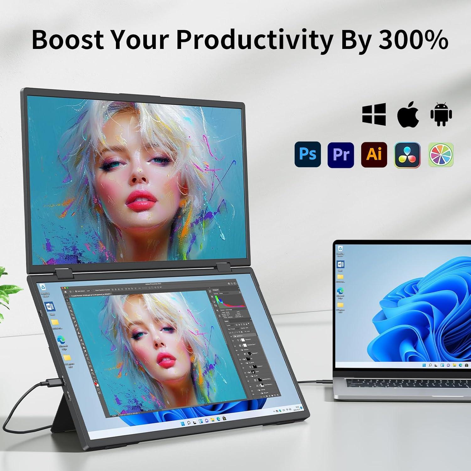 Extensor de Pantalla Doble 15.6" FHD Pornitor USB-C