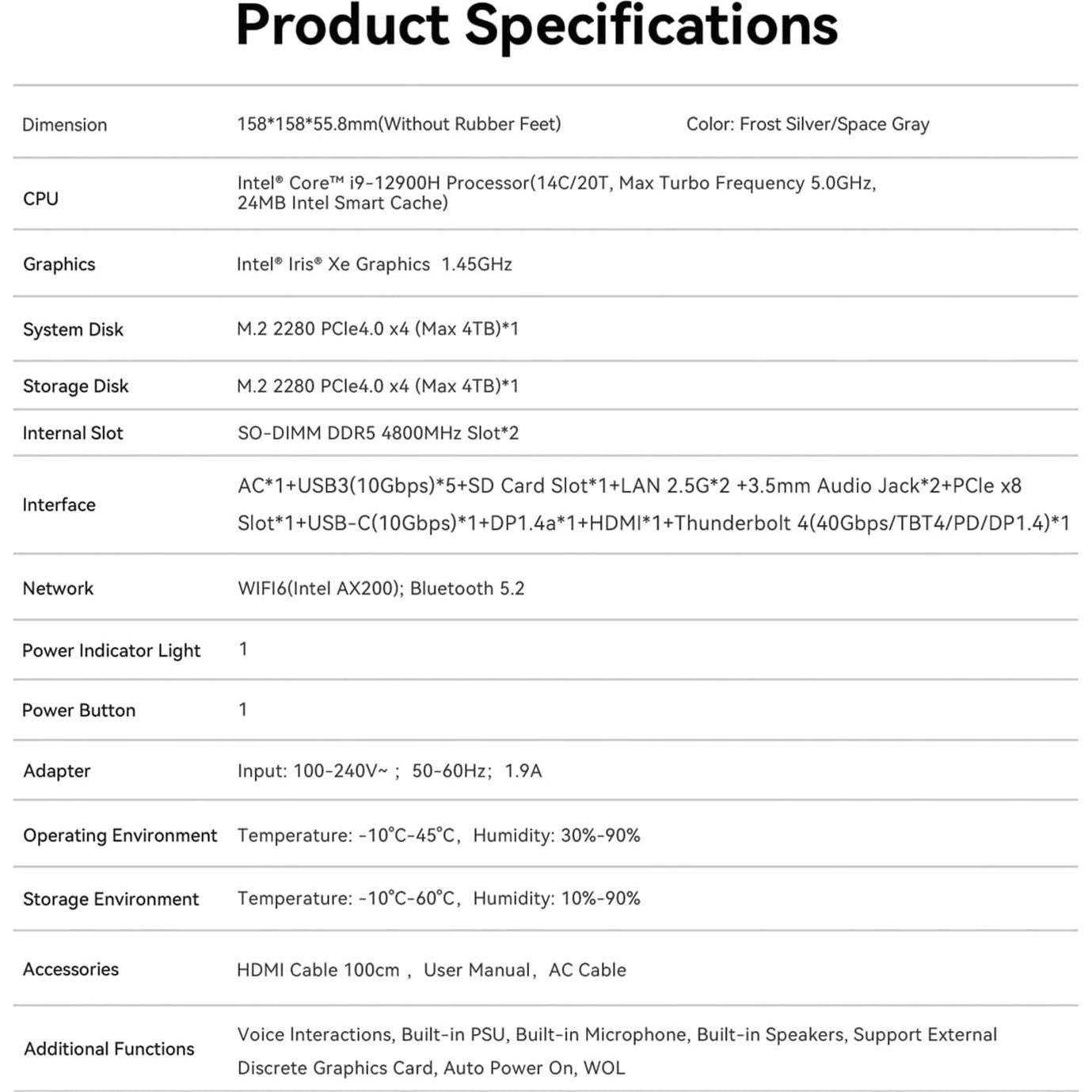 Beelink GTi12 Mini PC Intel i9 12900H 32GB 1TB 4K