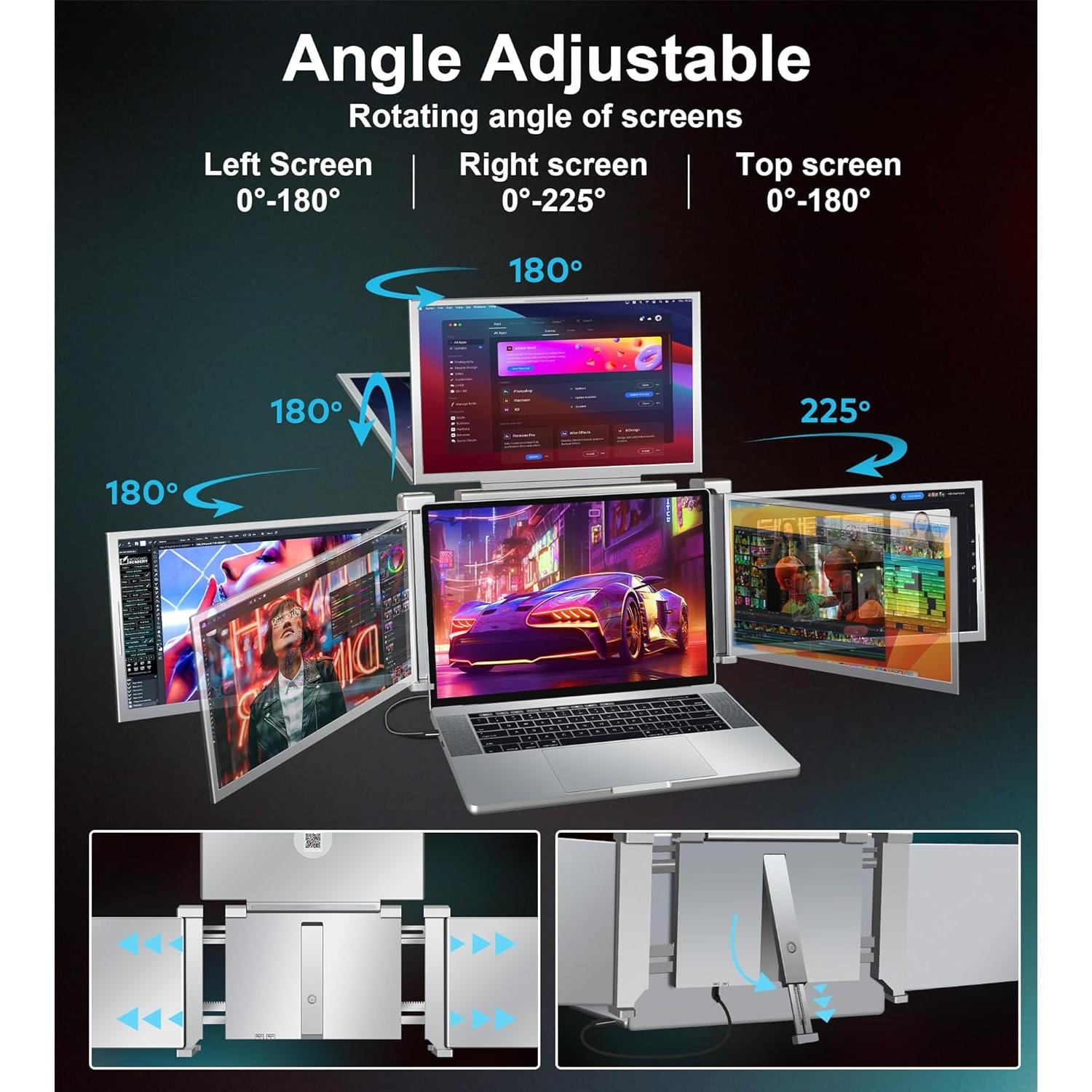 FOPO Extensor de Pantalla Cuádruple 14" FHD para Laptop