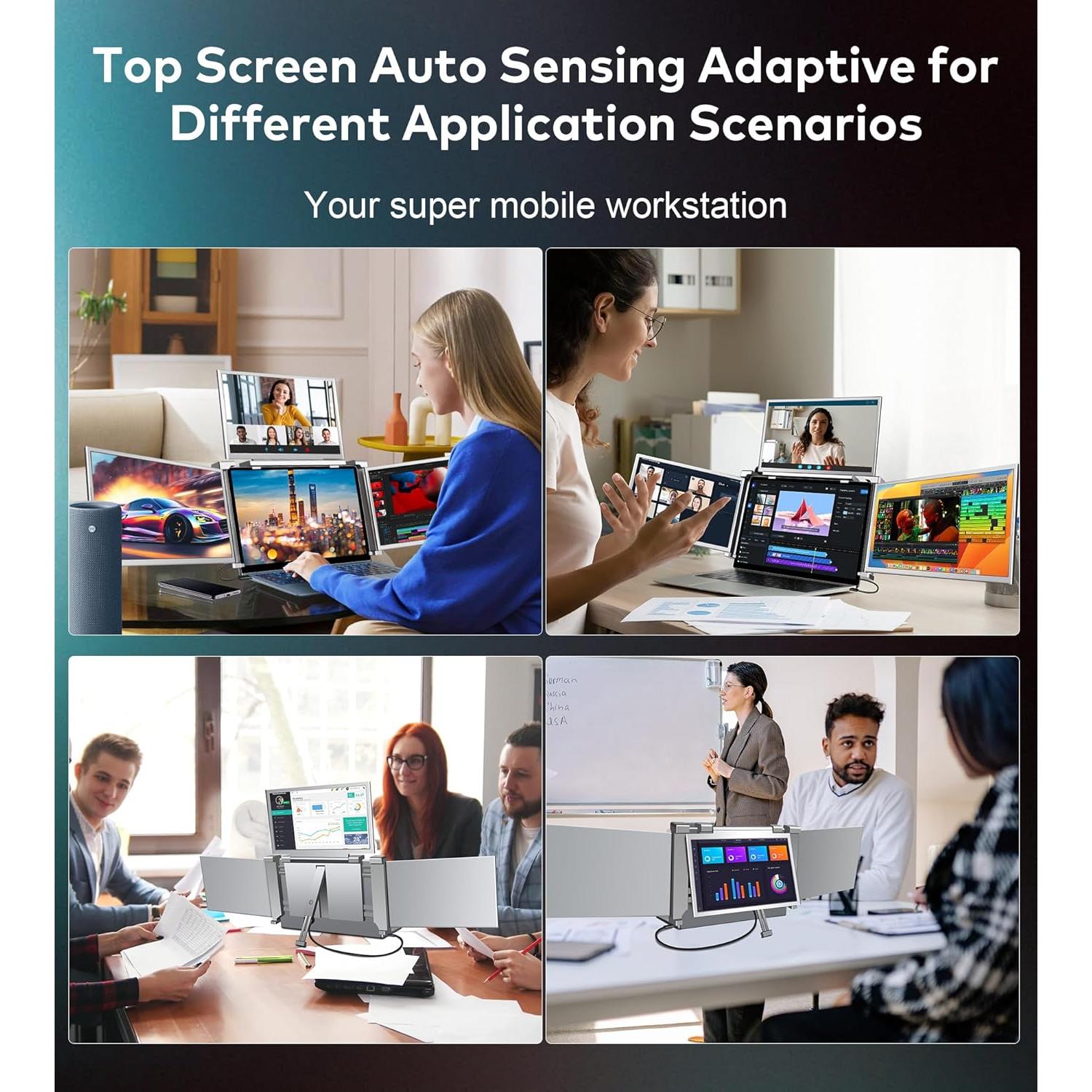 FOPO Extensor de Pantalla Cuádruple 14" FHD para Laptop