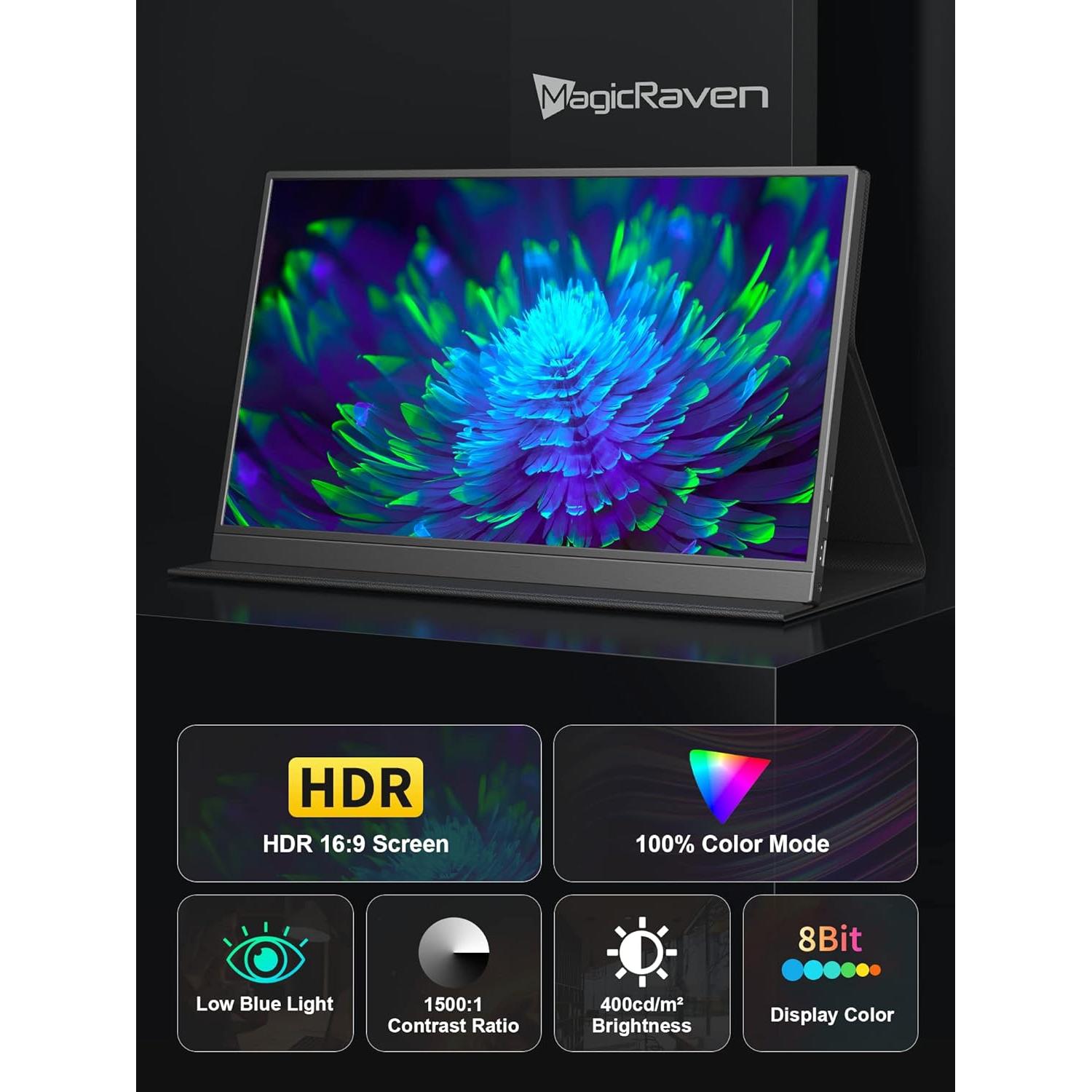 Monitor Portátil 4K MAGICRAVEN 17.3" IPS 400 Nits