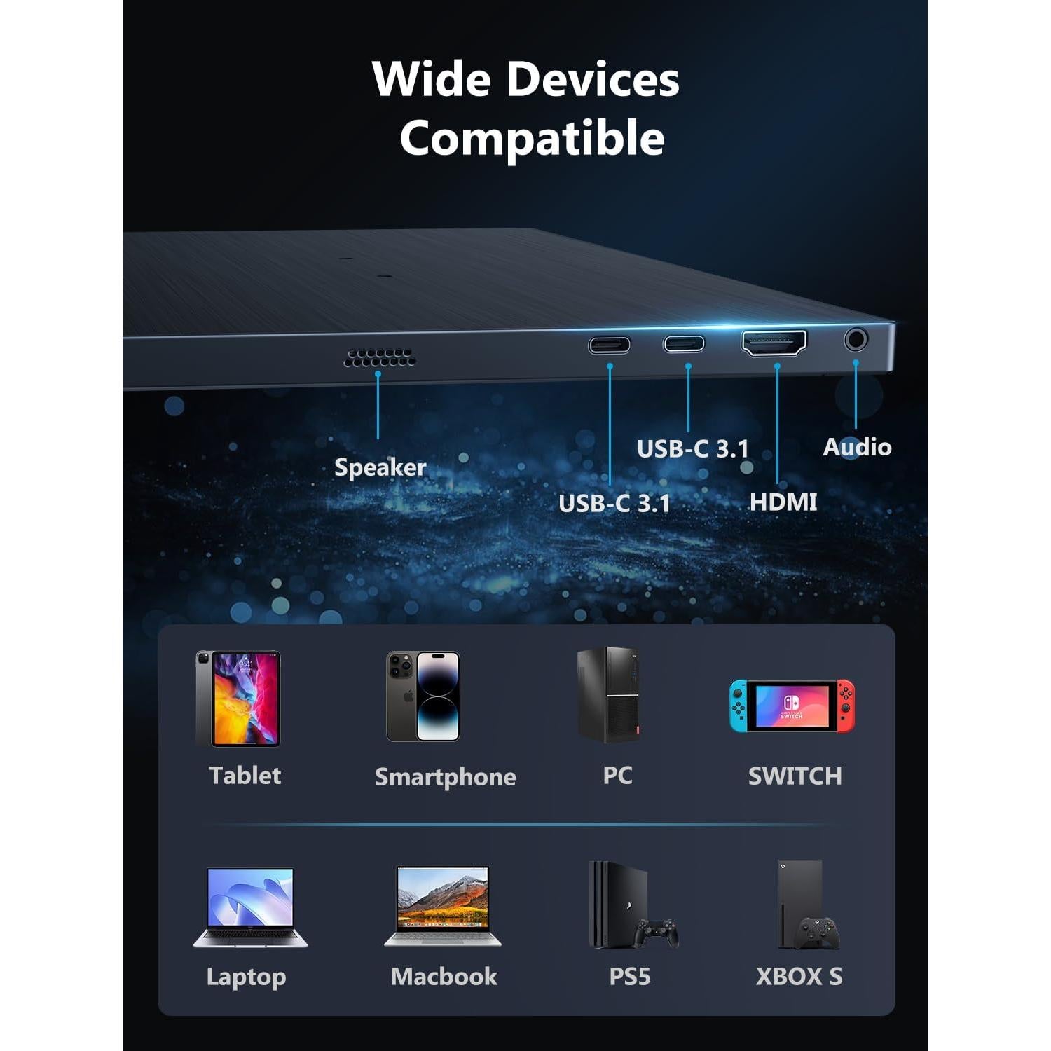 Monitor Portátil 4K MAGICRAVEN 17.3" IPS 400 Nits