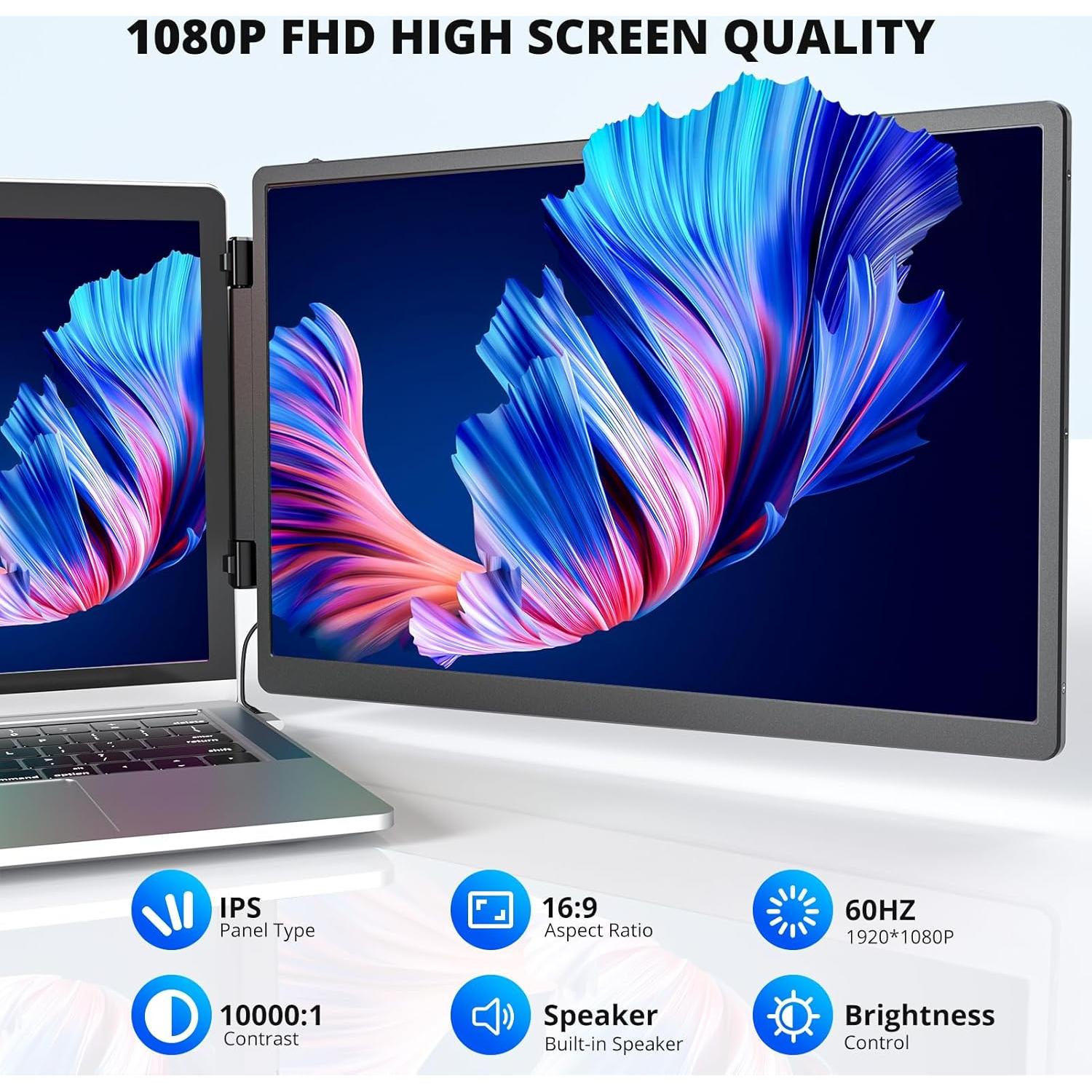 Monitor Portátil Synnov 14" 1080P con Altavoz y Soporte