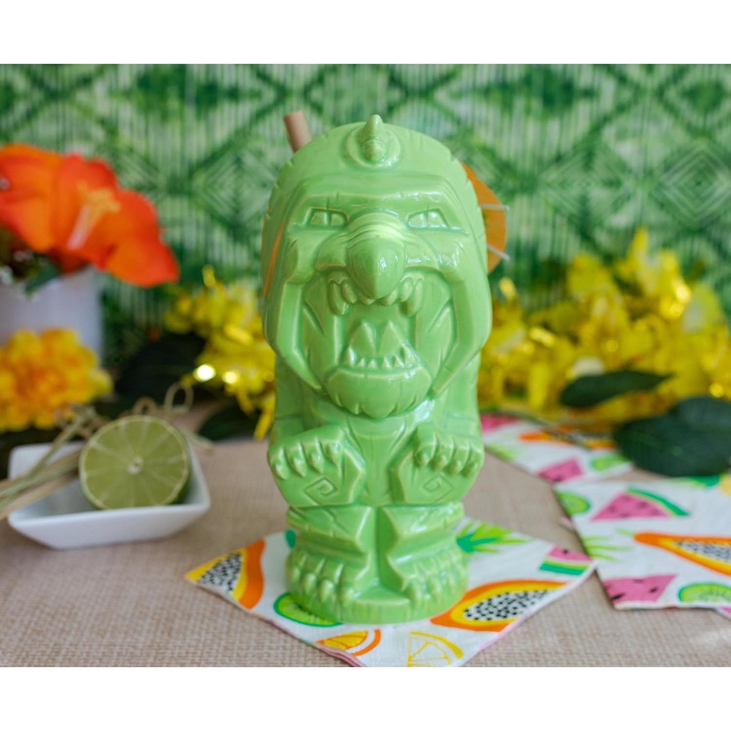 Taza Cerámica Geeki Tikis Gato de Batalla 414 ml Verde